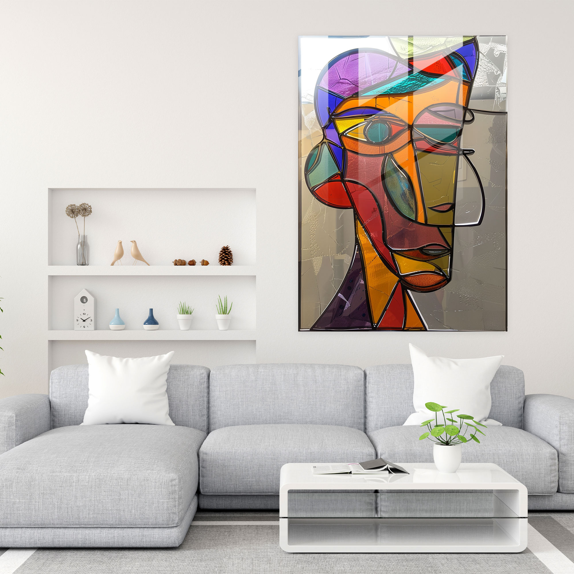 Cubism Glass Wall Art Picasso Inspired Portrait - Cubism, Wall Decoration, Home Decoration, Cubism