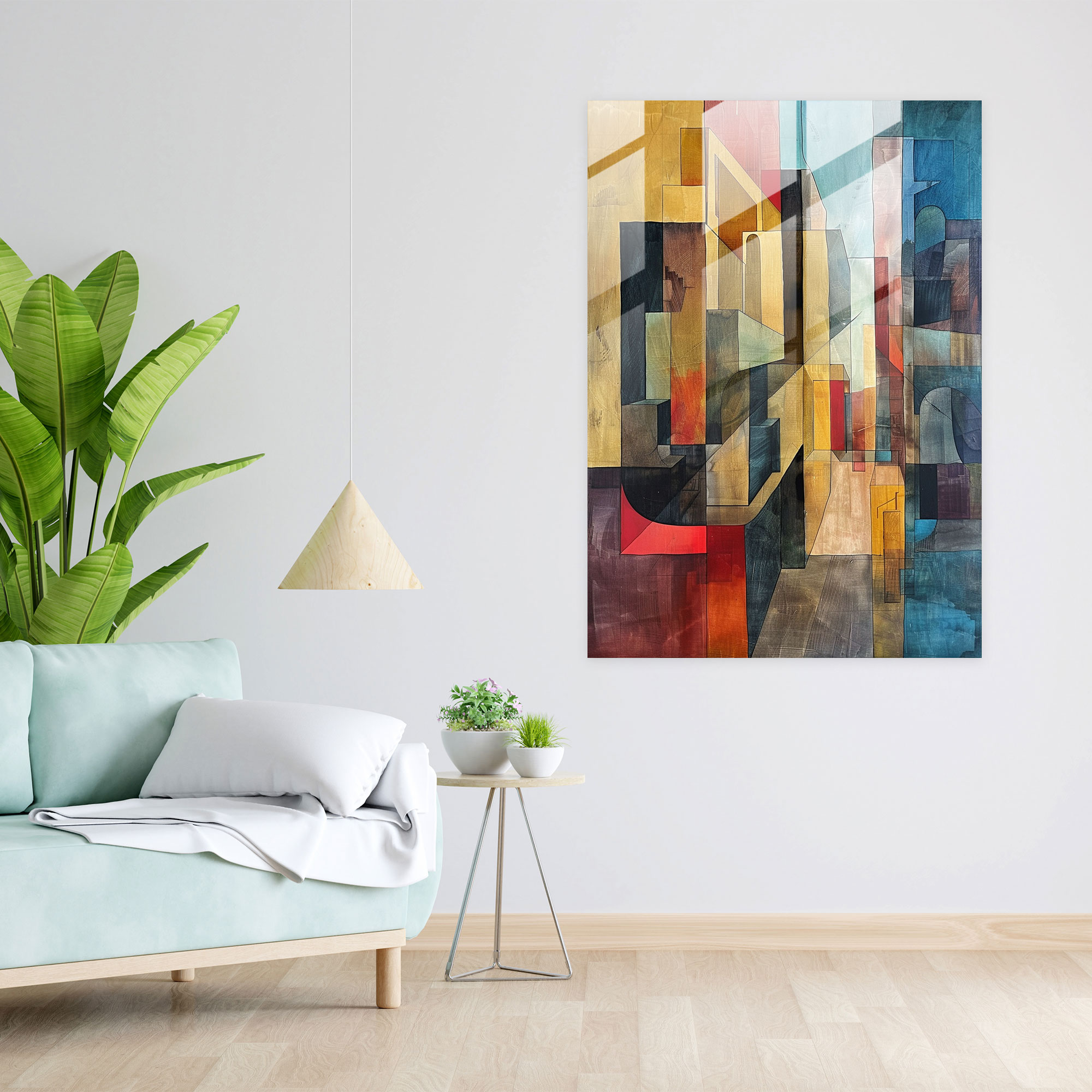Cubism Wall Decoration Abstract Cityscape Glass Print - Cubism, Wall Decoration, Glass Print, Glass Wall Art