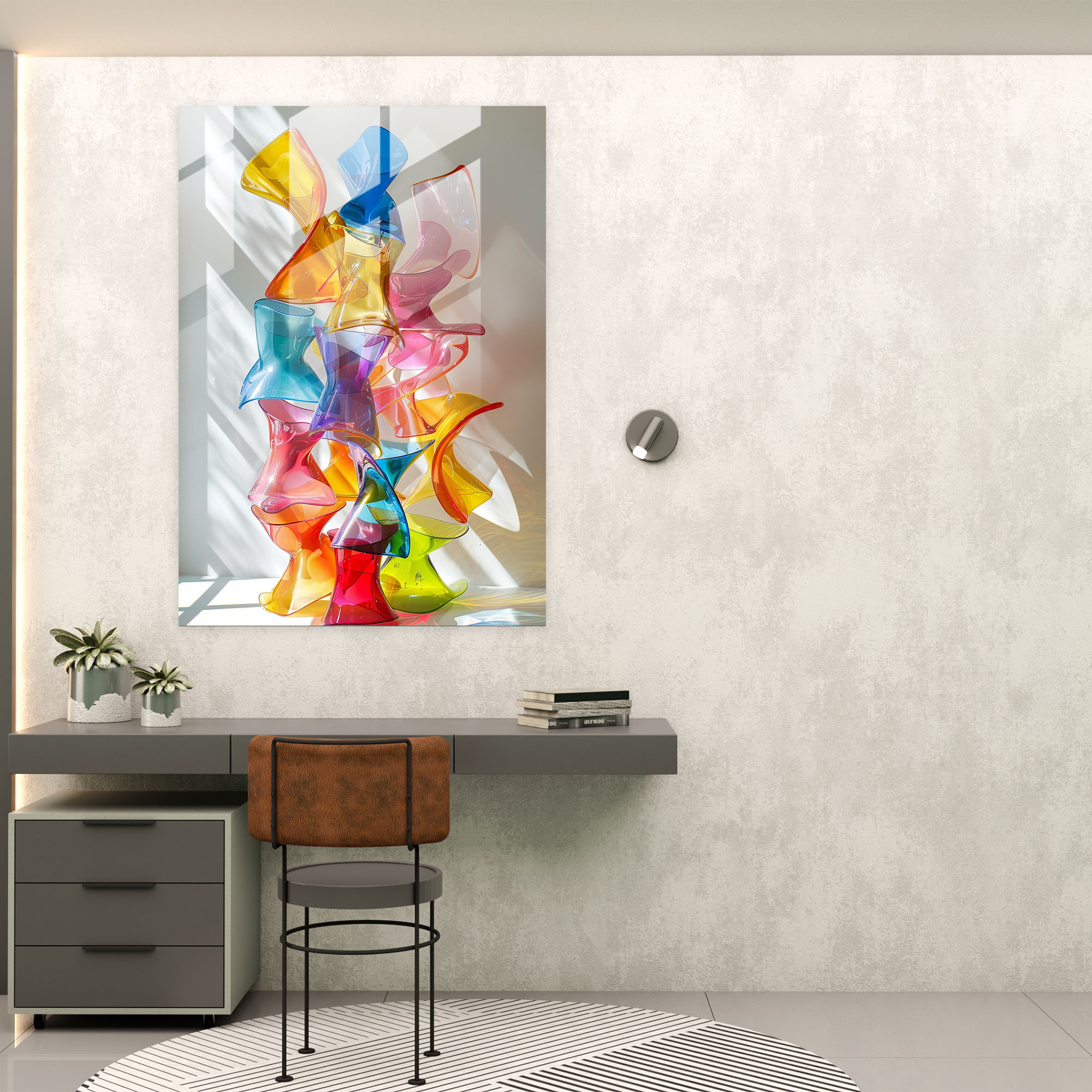Cubism Glass Art Multidimensional Shapes Wall Decor - Cubism, Modern Art, Wall Decoration, Glass Wall Art