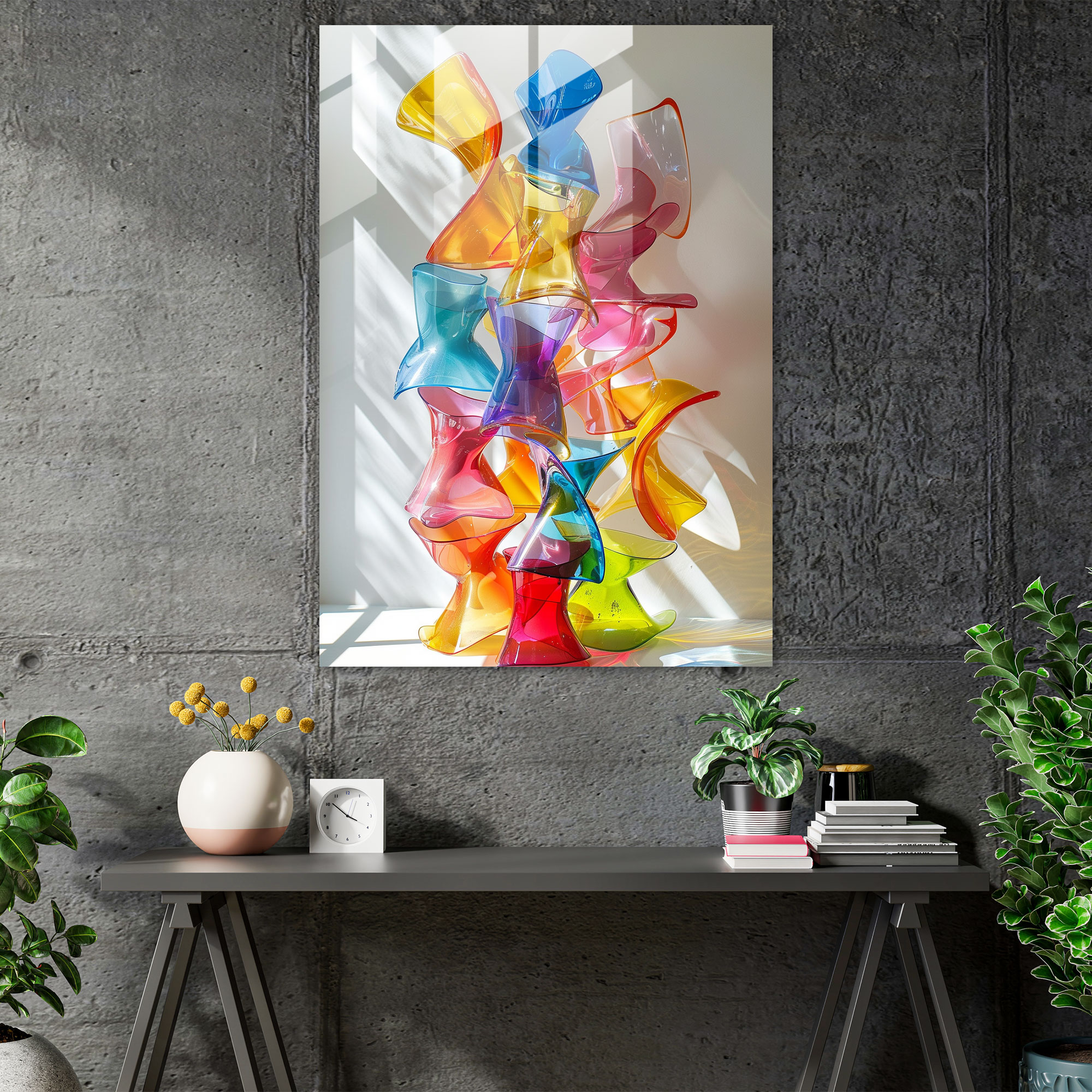 Cubism Glass Art Multidimensional Shapes Wall Decor - Cubism, Modern Art, Wall Decoration, Glass Wall Art