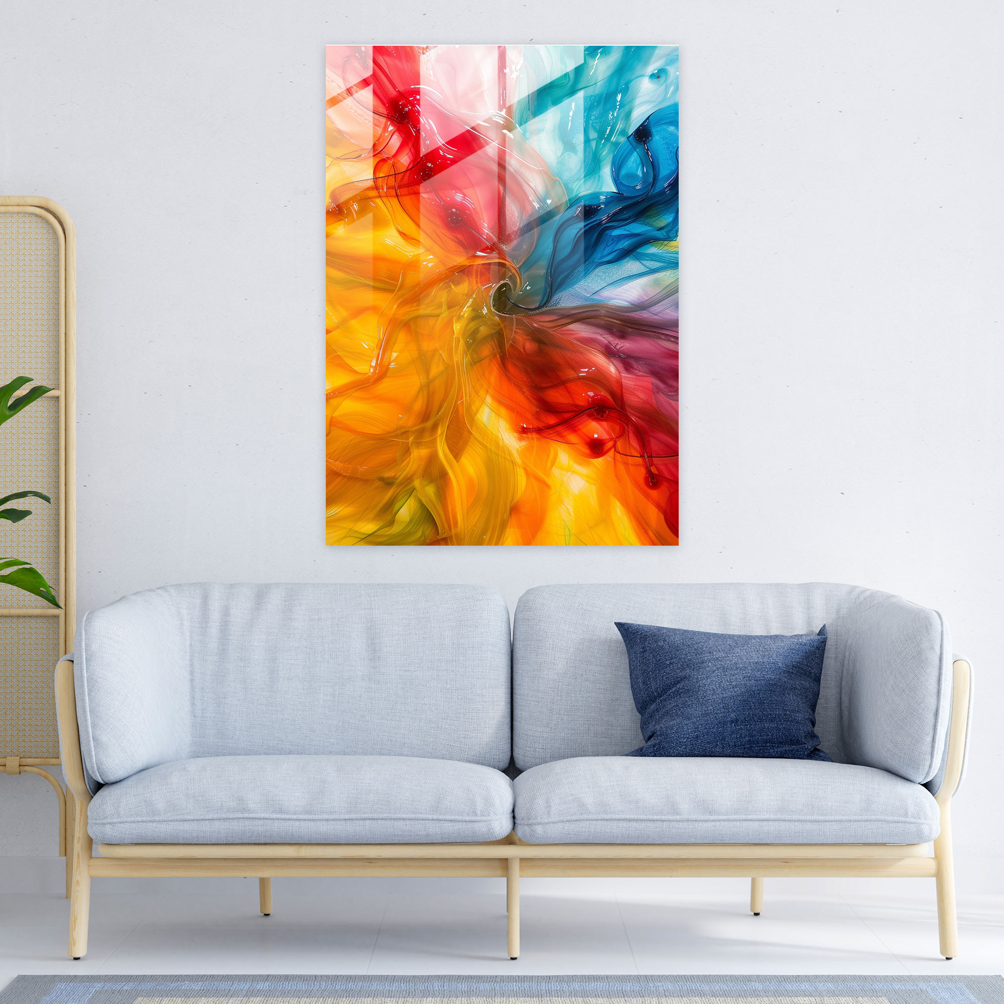 Cubism Glass Wall Art Vibrant Colors And Movement - Cubism, Modern Art, Home Decoration, Glass Print