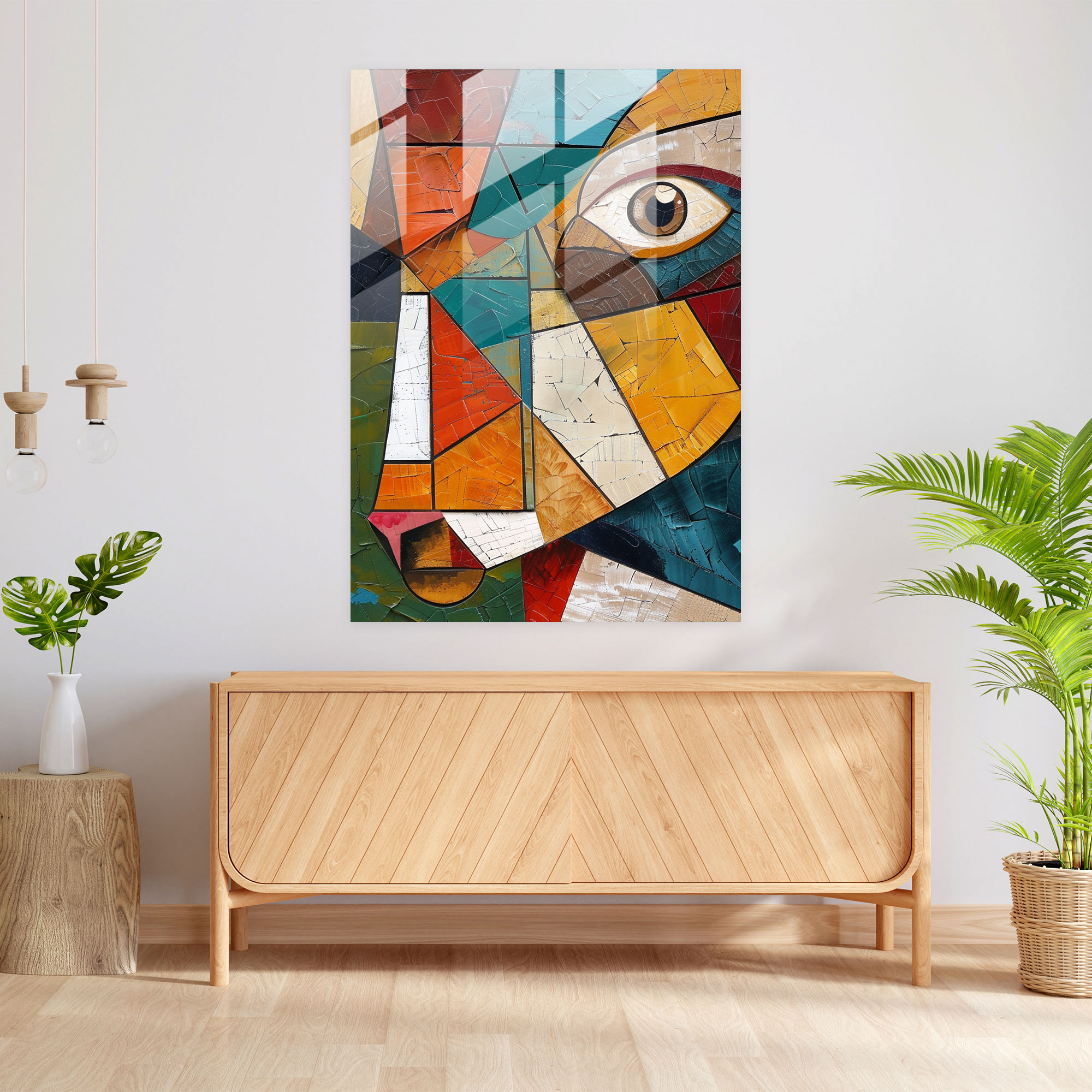 Cubism Home Decoration Cubist Animal Portrait Glass Print - Cubism, Glass Wall Art, Cubism, Home Decoration