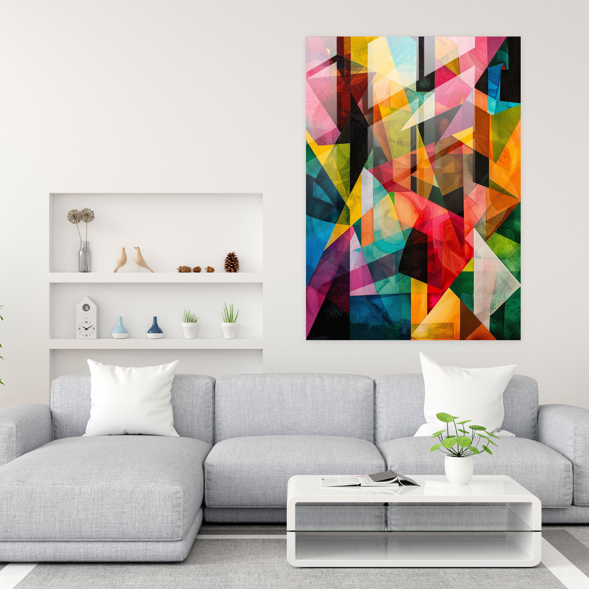 Cubism Geometric Shapes Glass Print - Cubism, Glass Print, Modern Art, Cubism