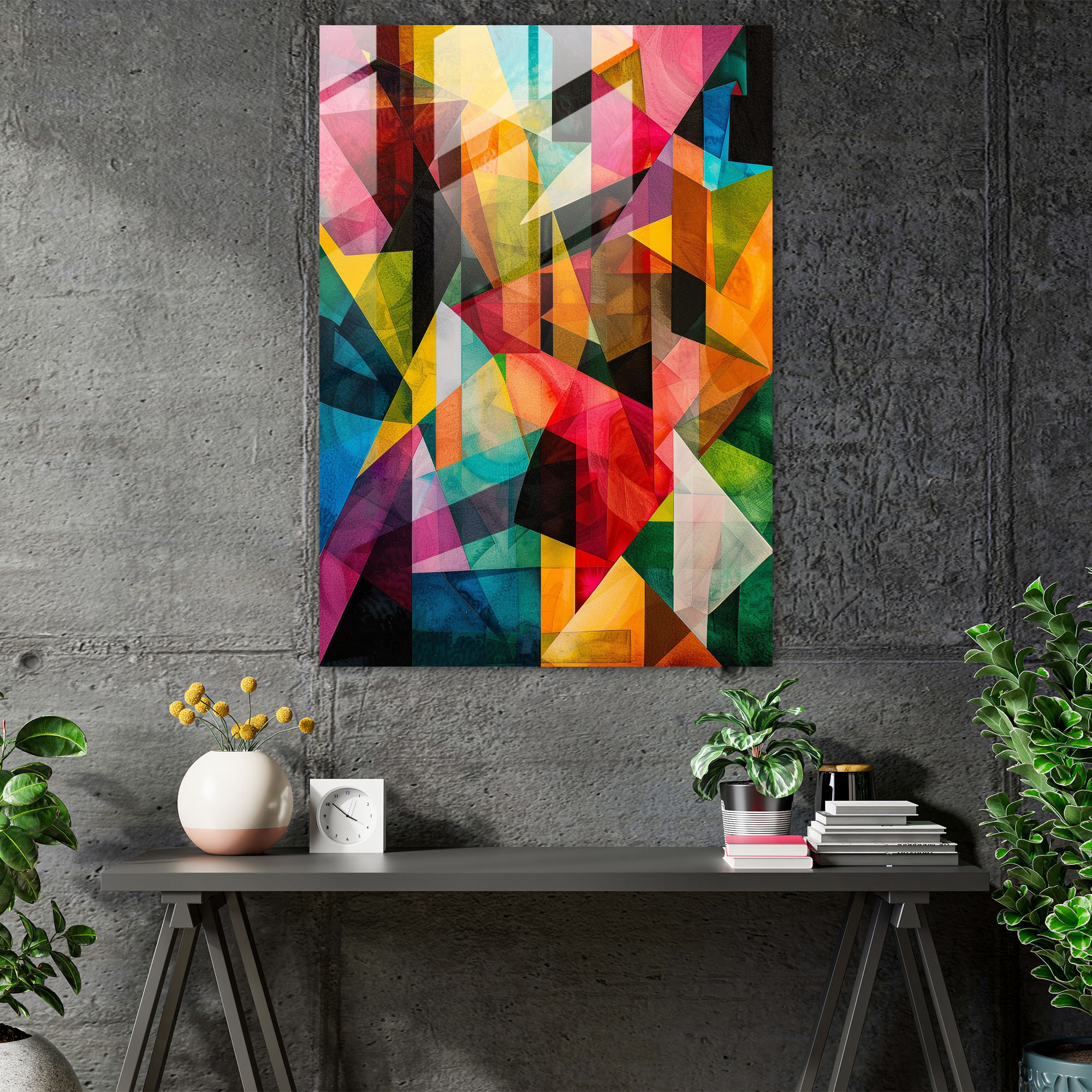 Cubism Geometric Shapes Glass Print - Cubism, Glass Print, Modern Art, Cubism