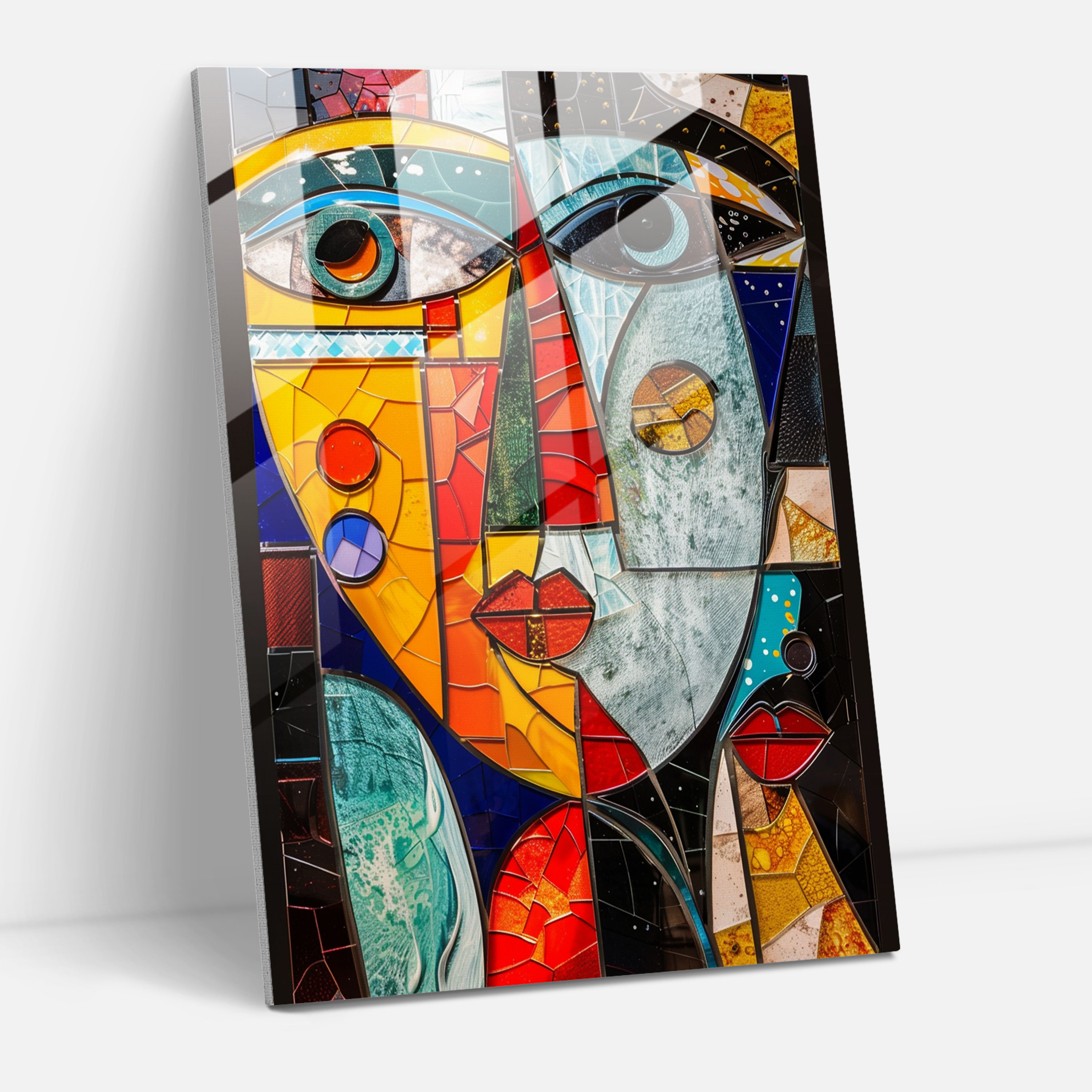 Picasso Inspired Abstract Faces Glass Wall Art - Cubism, Cubism, Glass Wall Art, Wall Decoration