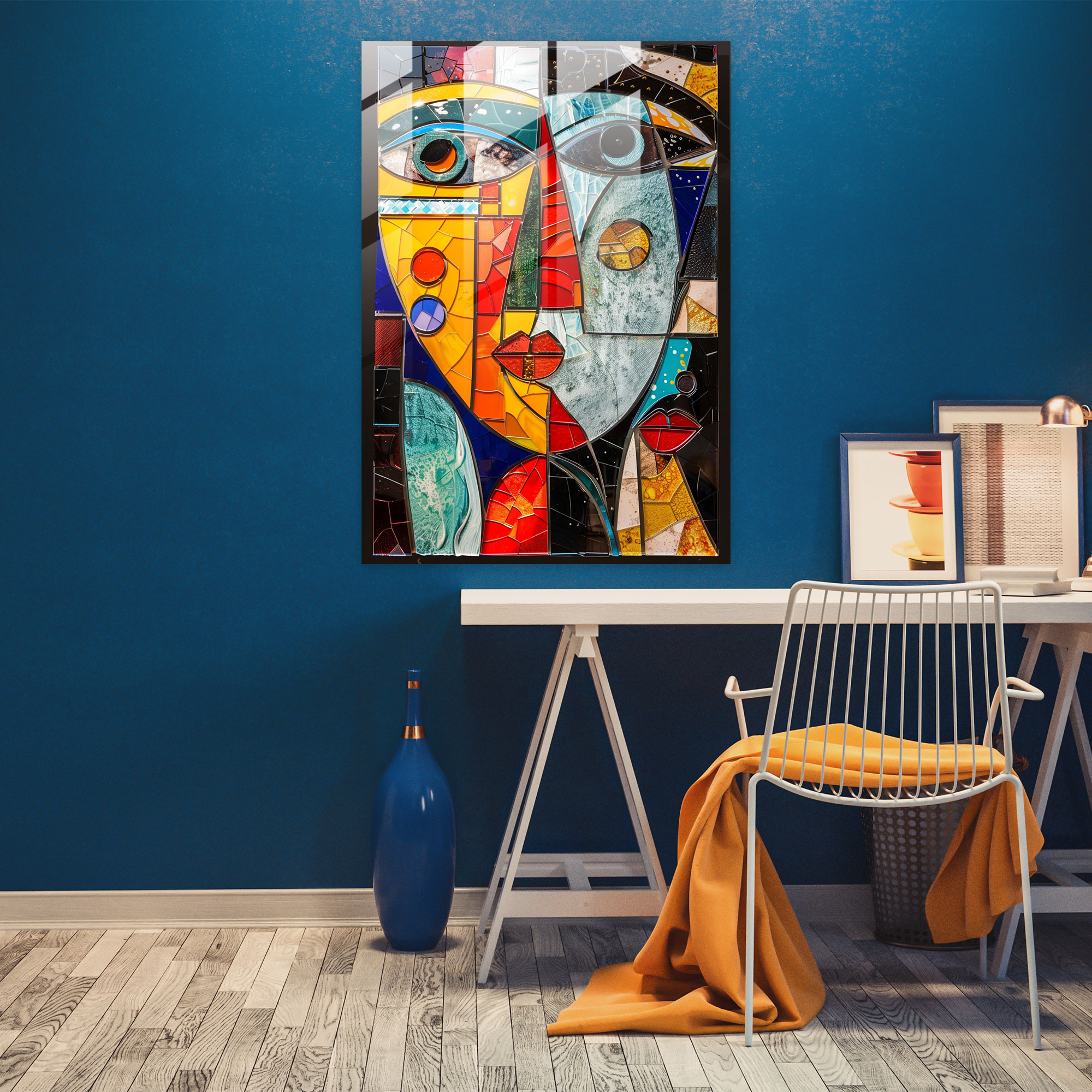 Picasso Inspired Abstract Faces Glass Wall Art - Cubism, Cubism, Glass Wall Art, Wall Decoration
