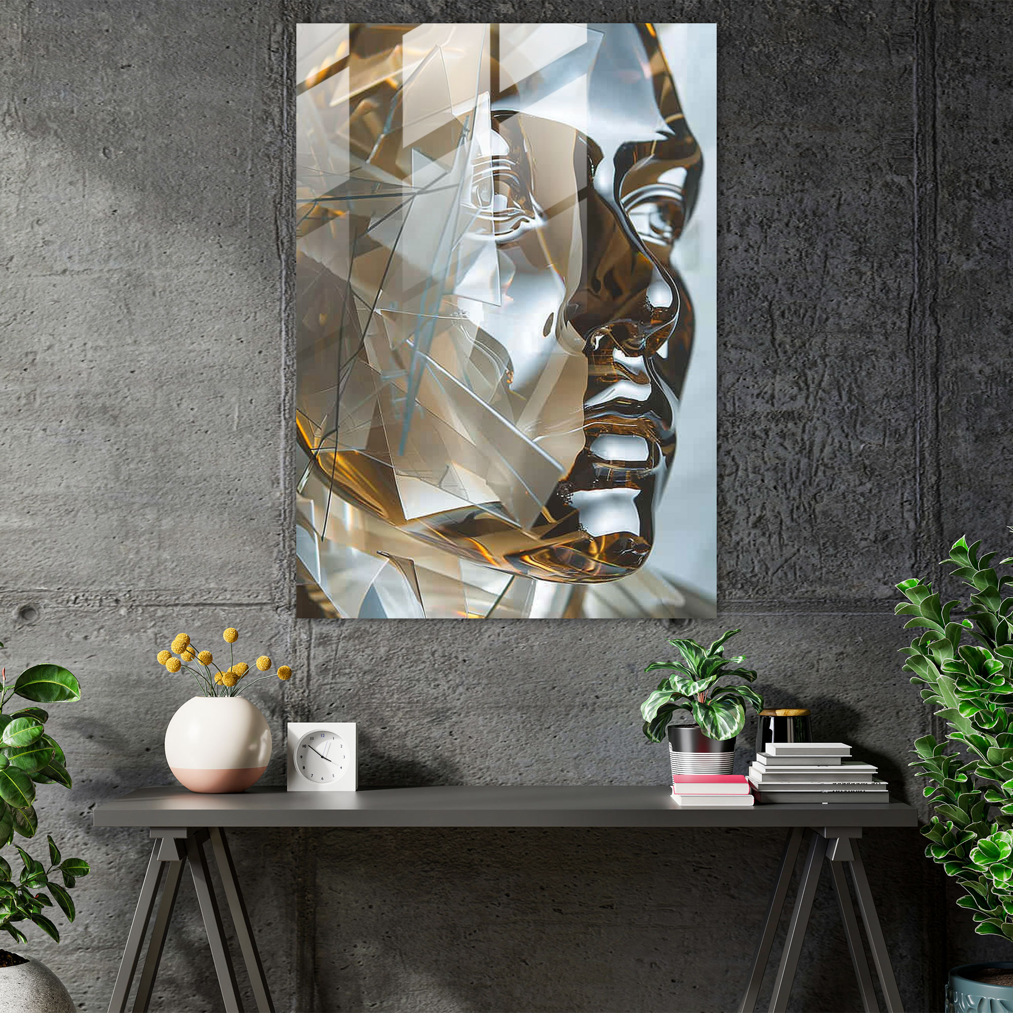 3D Overlapping Shapes Cubism Glass Art - Cubism, Glass Art, Cubism, Wall Decoration