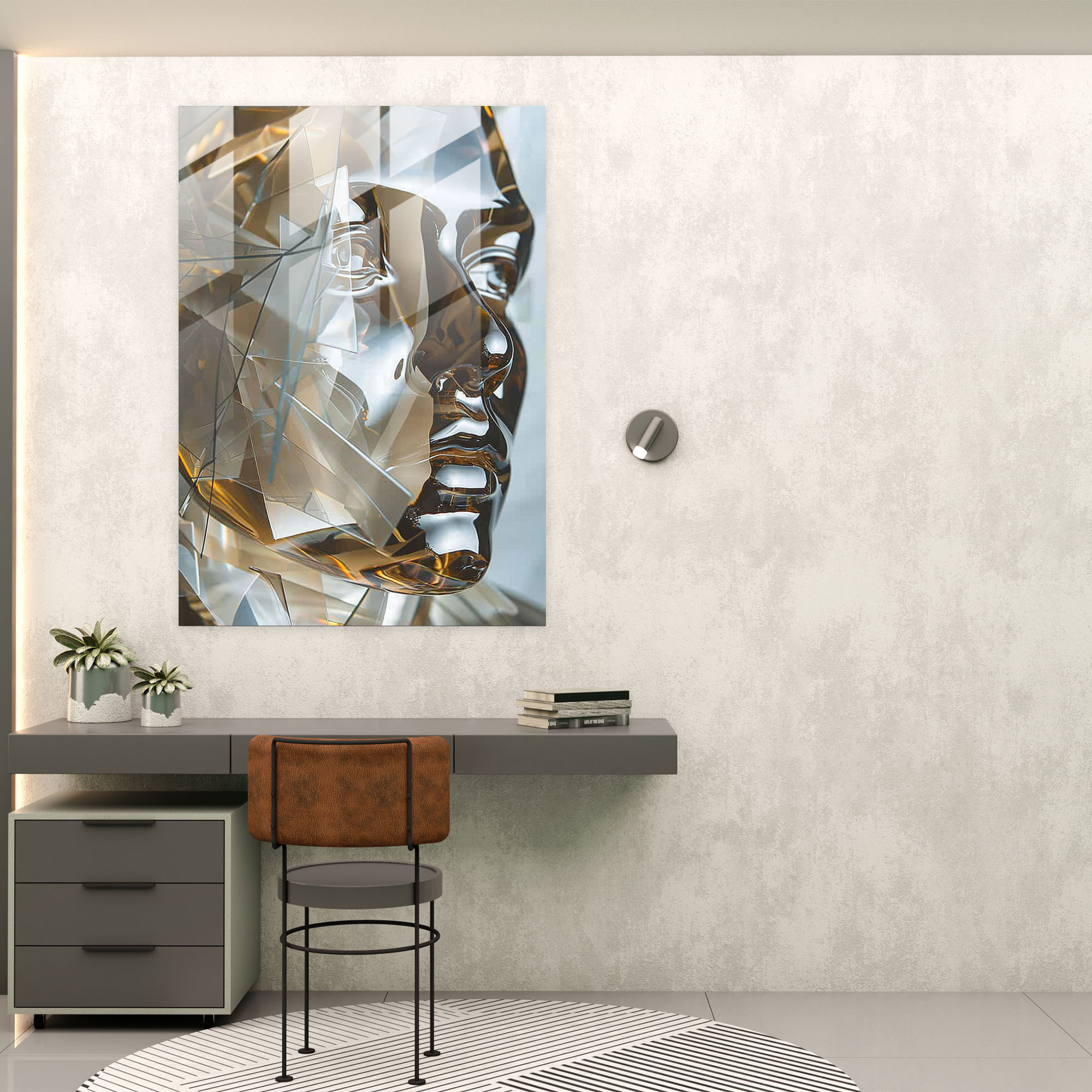 3D Overlapping Shapes Cubism Glass Art - Cubism, Glass Art, Cubism, Wall Decoration