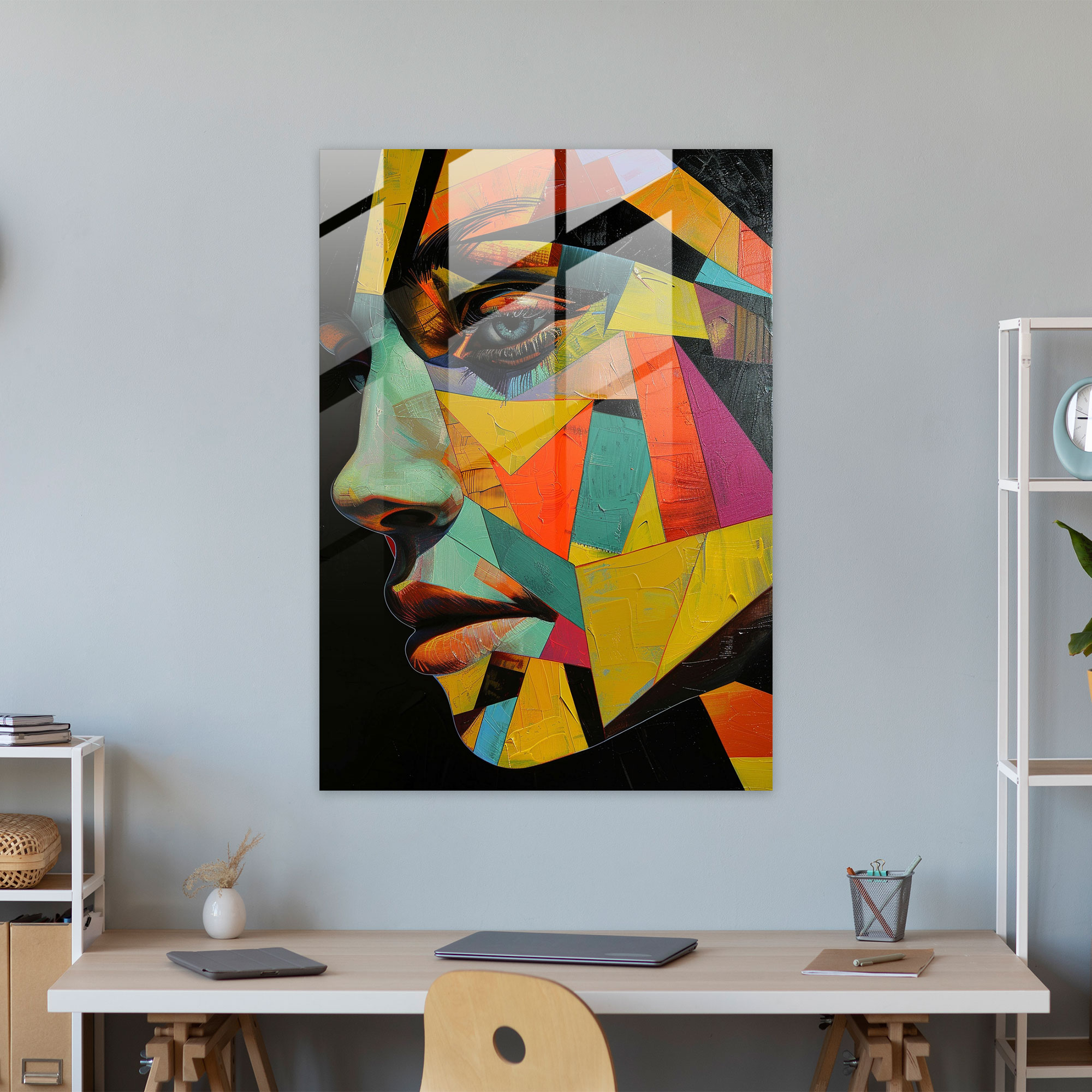 Distorted Portraits Cubism Home Decoration - Cubism, Modern Art, Cubism, Glass Print