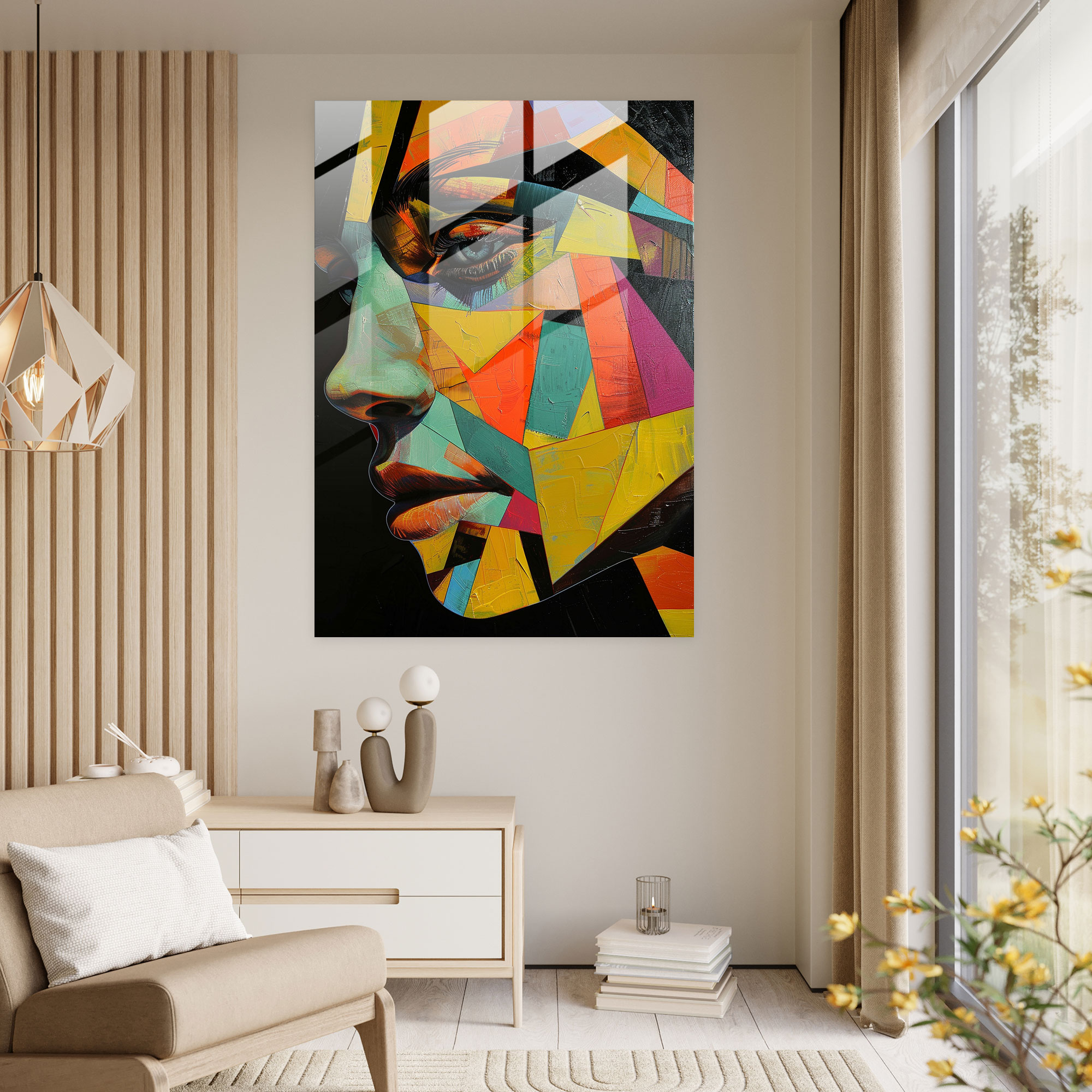 Distorted Portraits Cubism Home Decoration - Cubism, Modern Art, Cubism, Glass Print