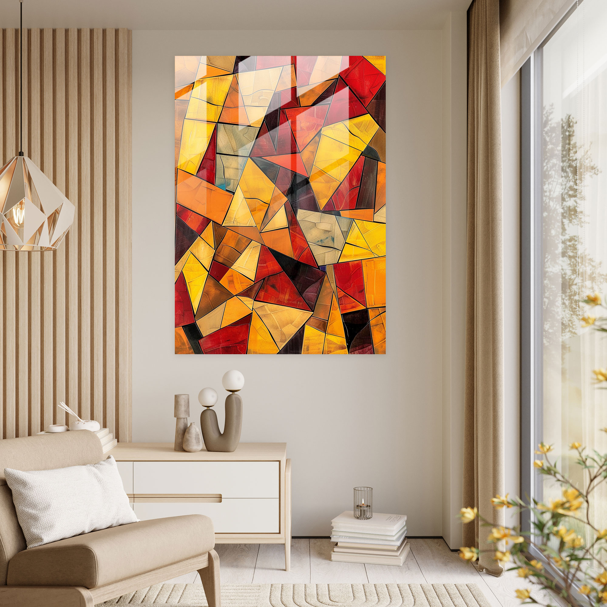 Abstract Patterns Cubism Home Decoration - Cubism, Cubism, Glass Print, Home Decoration