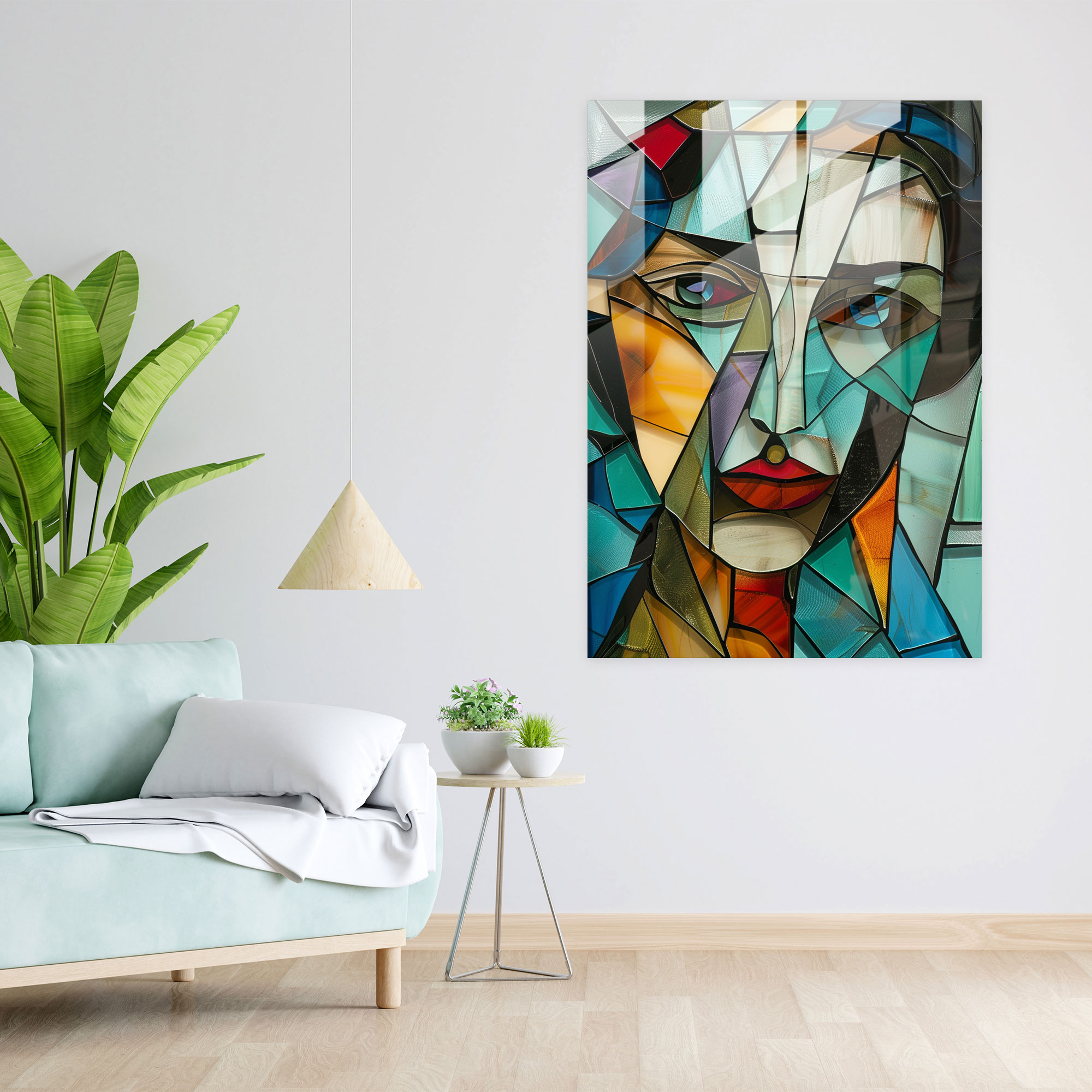 Cubism Woman Portrait Glass Wall Art - Cubism, Home Decoration, Wall Decoration, Modern Art