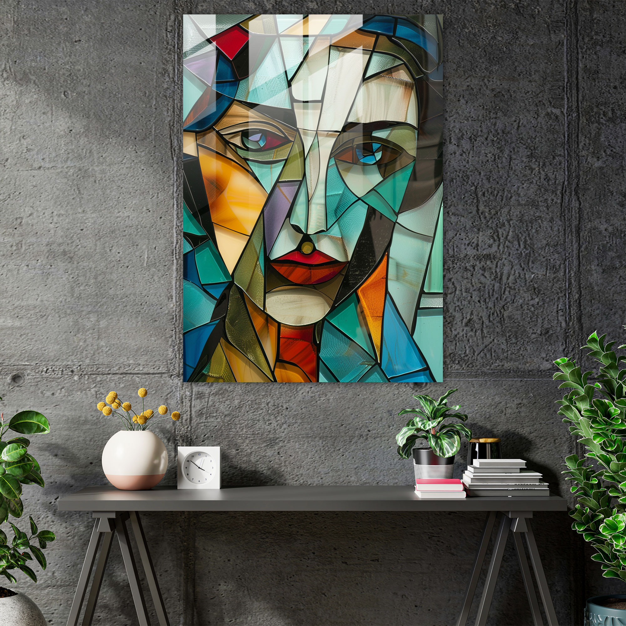 Cubism Woman Portrait Glass Wall Art - Cubism, Home Decoration, Wall Decoration, Modern Art