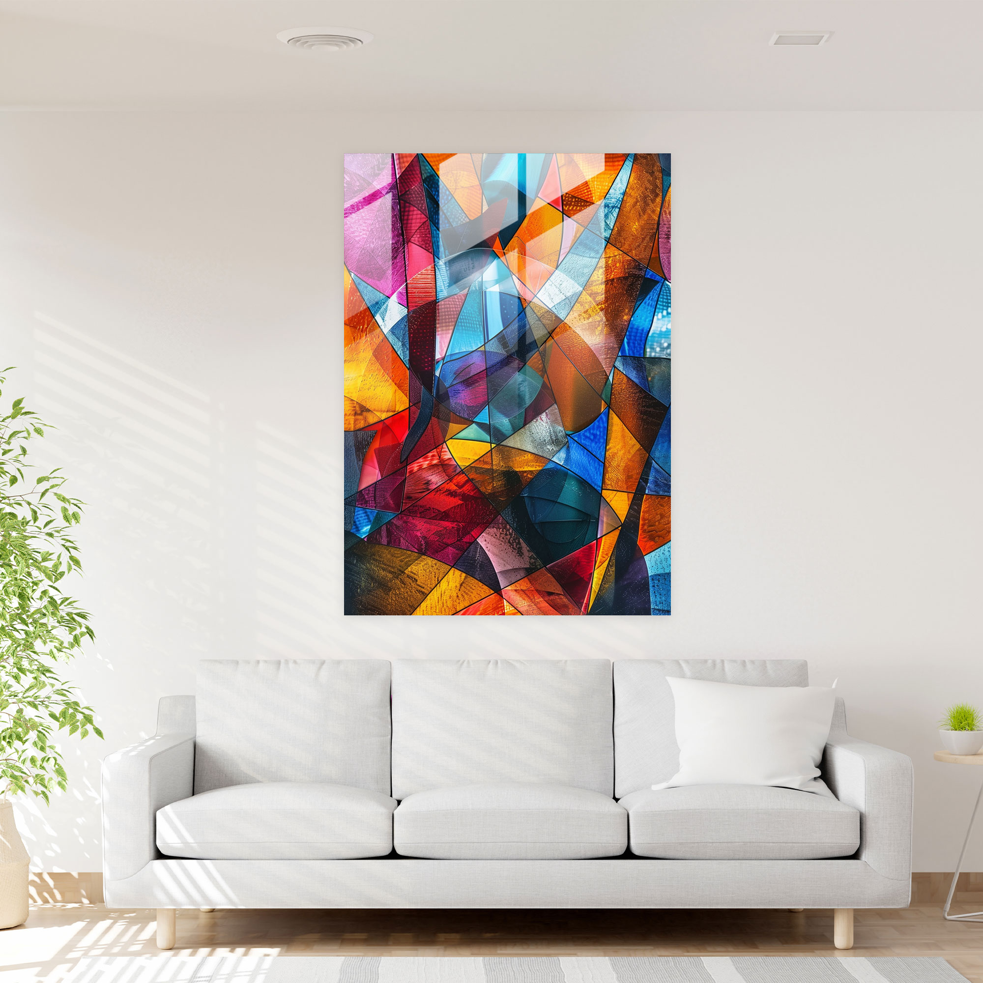 Cubism Geometric Glass Print - Cubism, Cubism, Wall Decoration, Glass Wall Art
