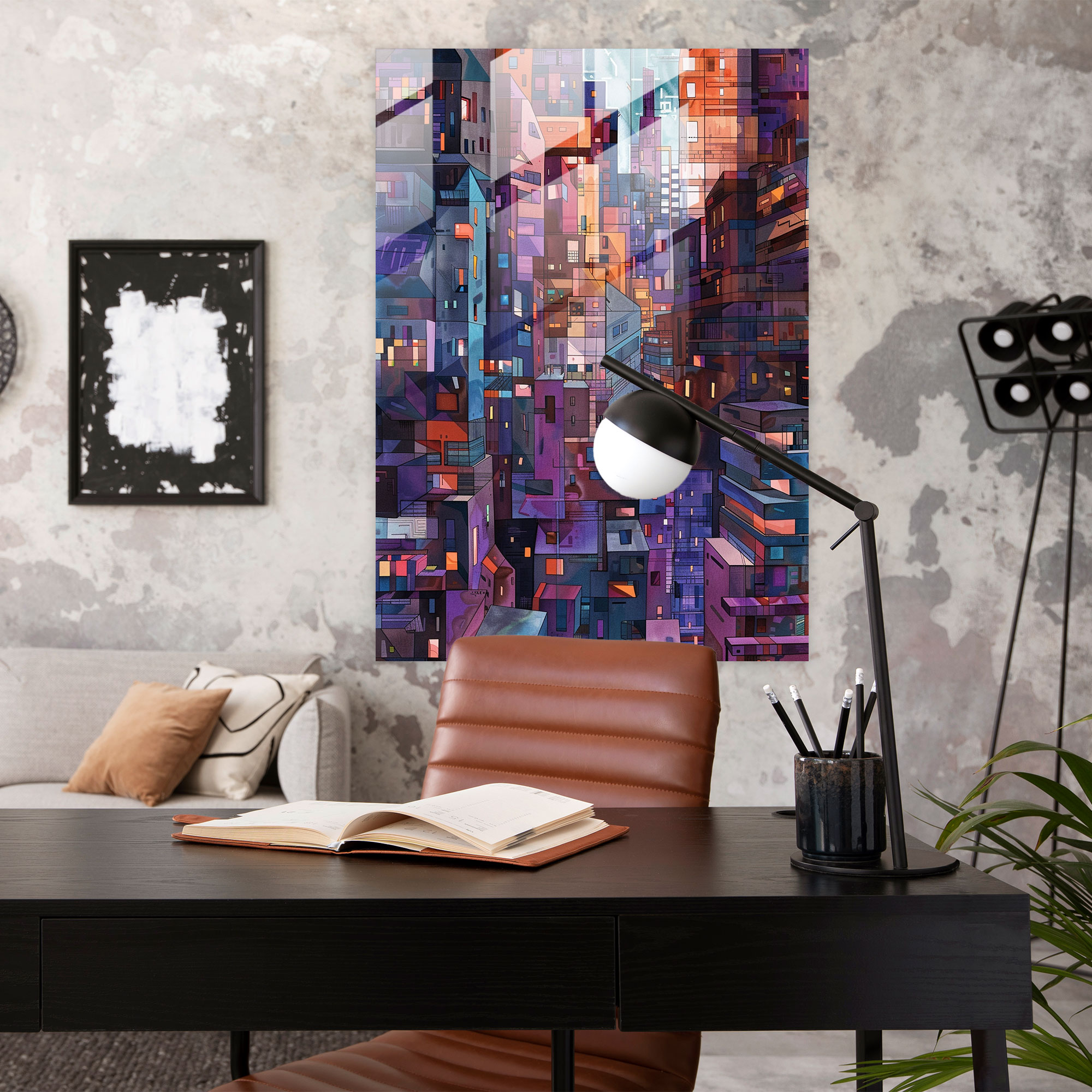 Cubism Cityscape Glass Print - Cubism, Glass Wall Art, Modern Art, Glass Print