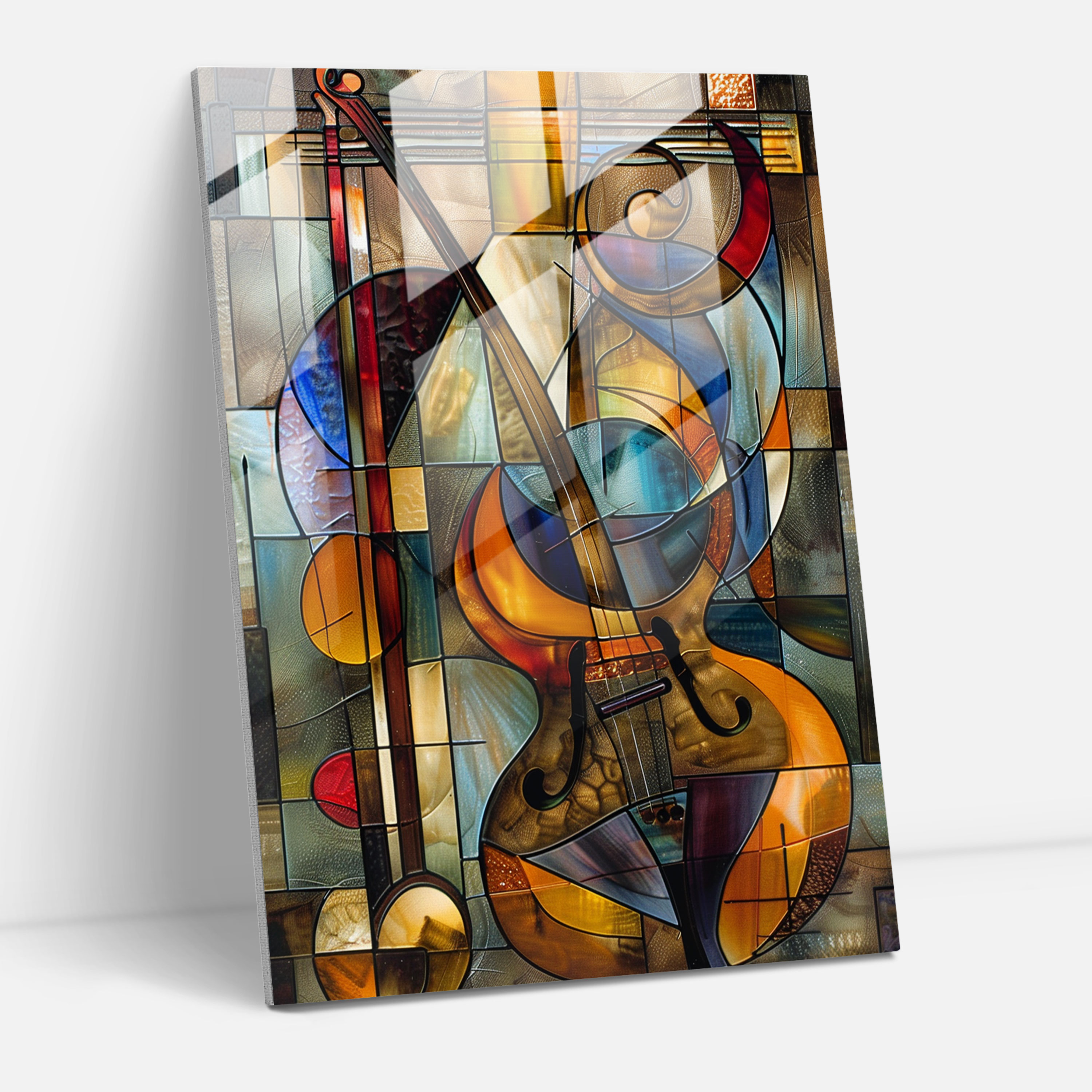 Cubism Musical Glass Print - Cubism, Cubism, Modern Art, Glass Print