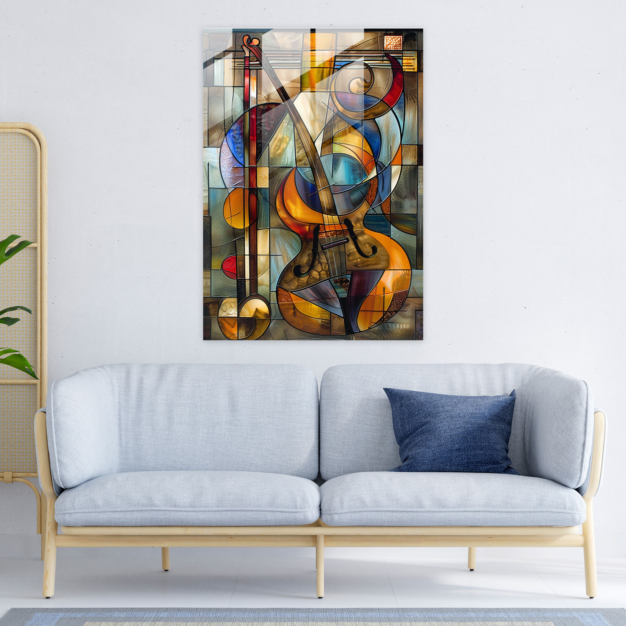 Cubism Musical Glass Print - Cubism, Cubism, Modern Art, Glass Print