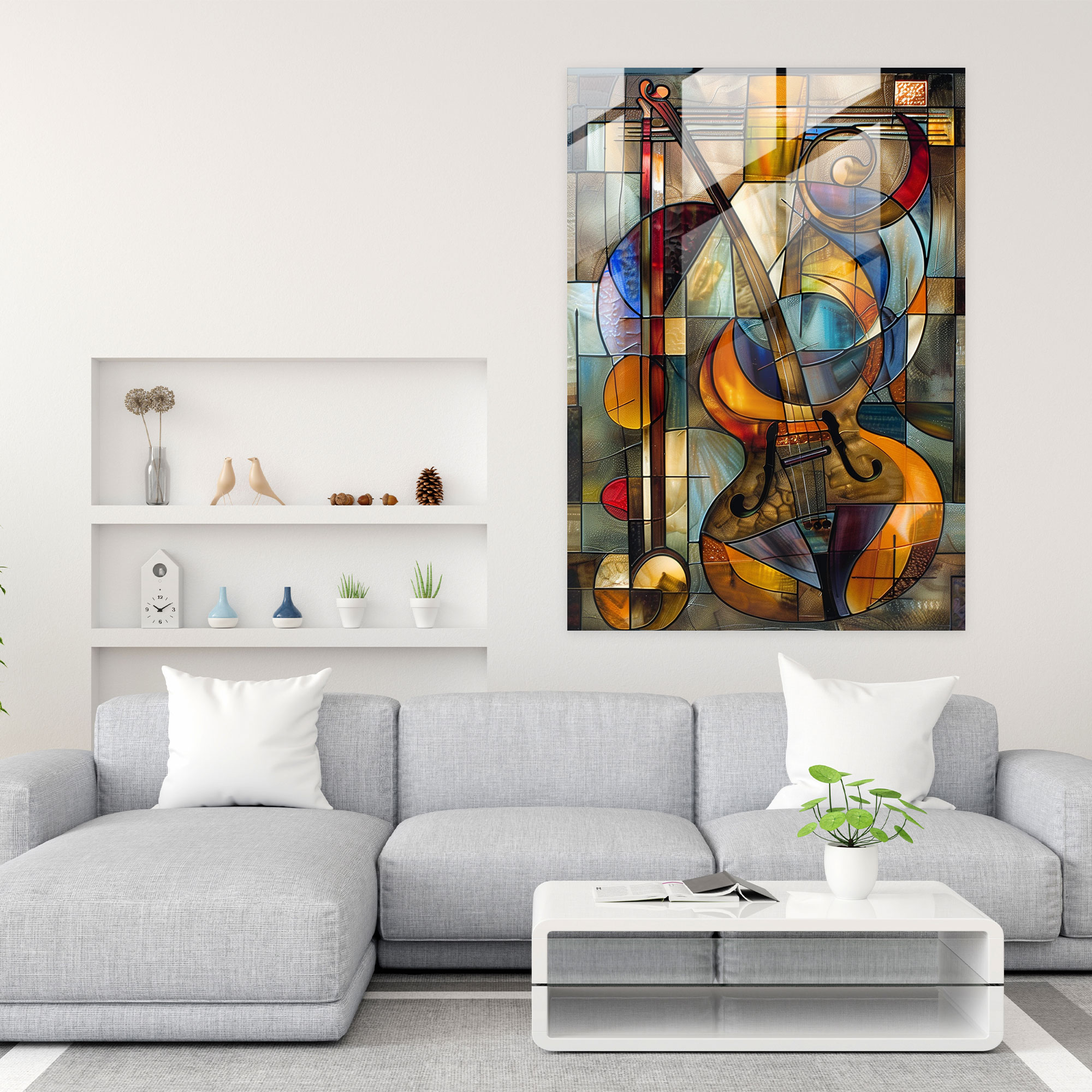 Cubism Musical Glass Print - Cubism, Cubism, Modern Art, Glass Print