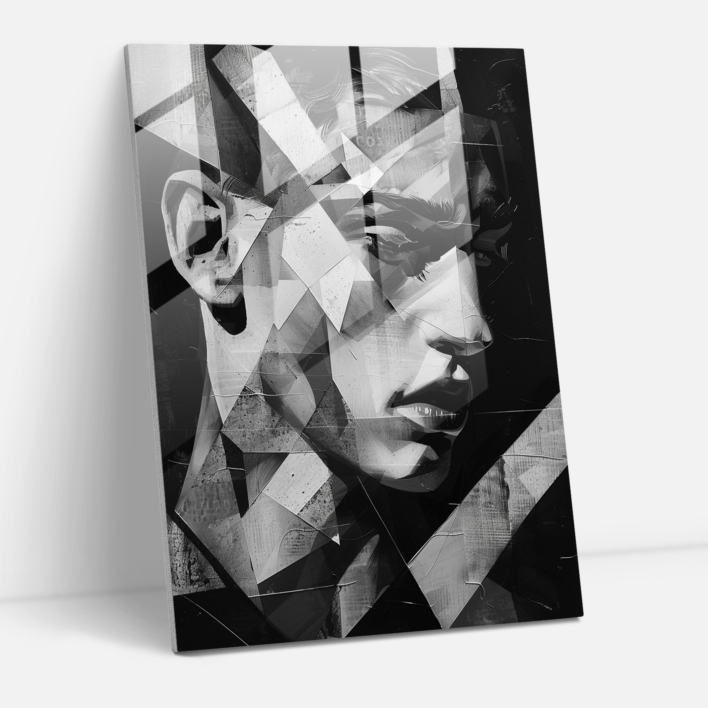 Monochromatic Cubism Glass Art - Cubism, Cubism, Glass Print, Glass Art
