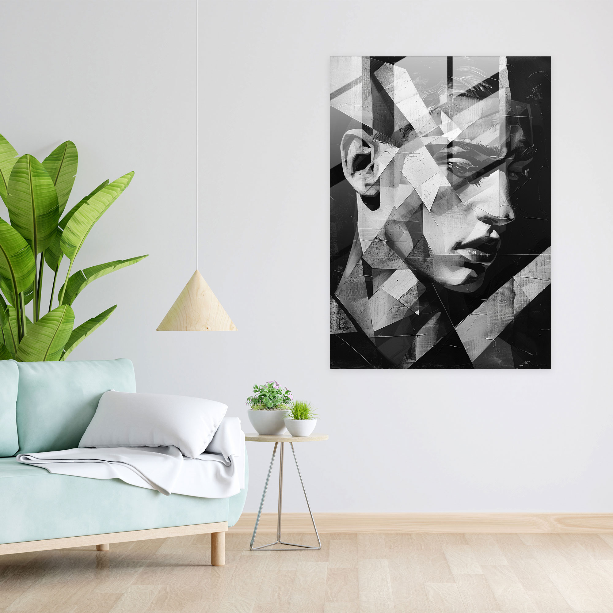 Monochromatic Cubism Glass Art - Cubism, Cubism, Glass Print, Glass Art