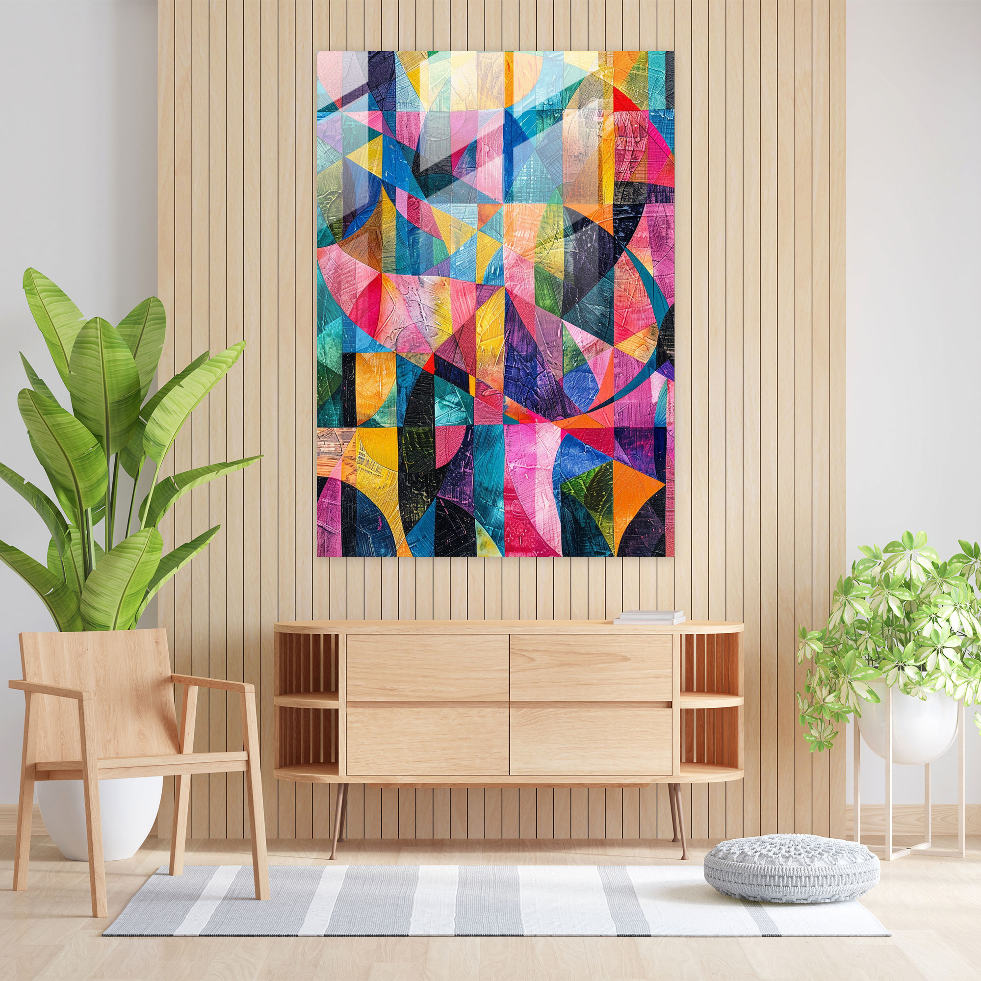Colorful Cubism Glass Print - Cubism, Modern Art, Glass Print, Cubism