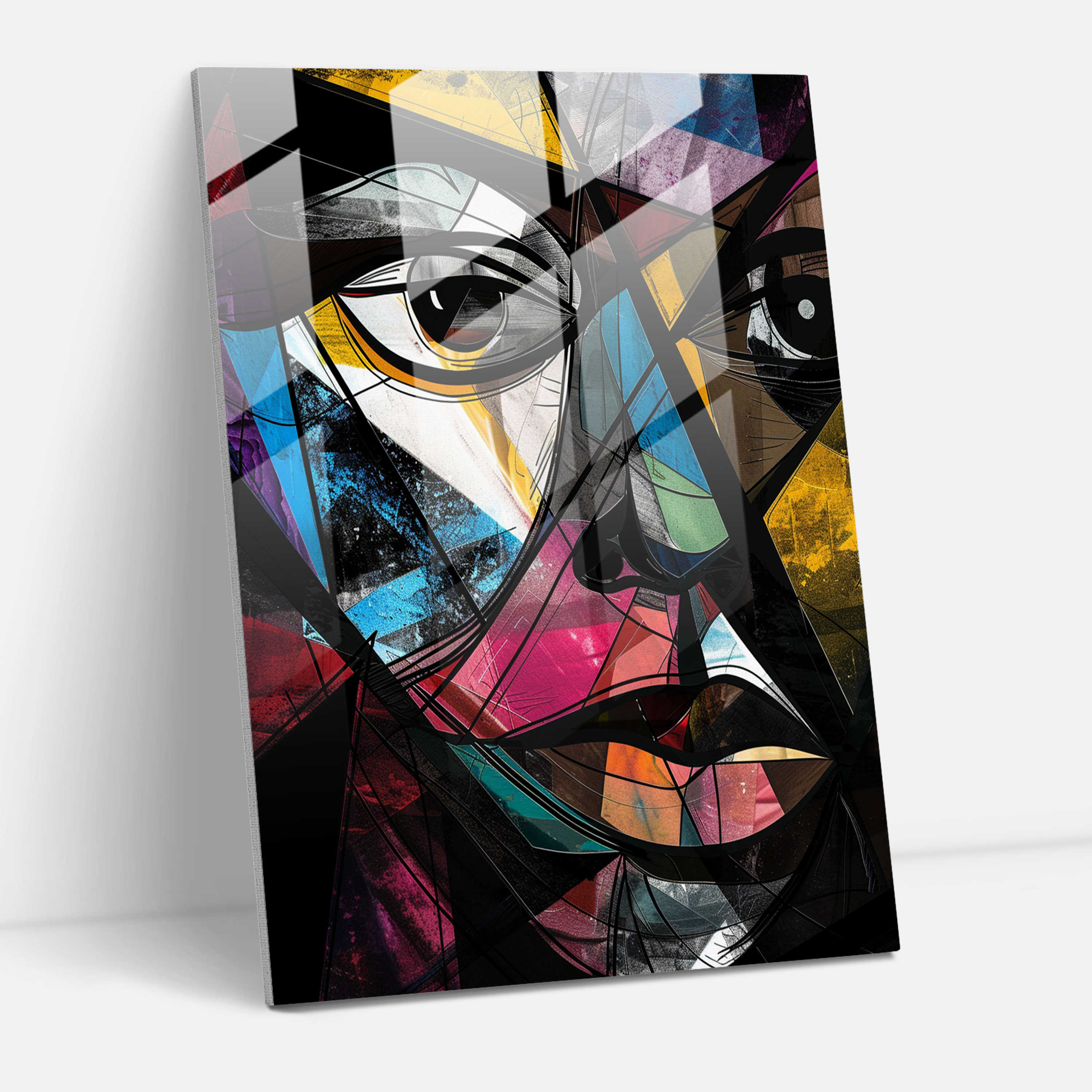 Picasso Inspired Cubism Glass Print - Cubism, Wall Decoration, Glass Art, Modern Art