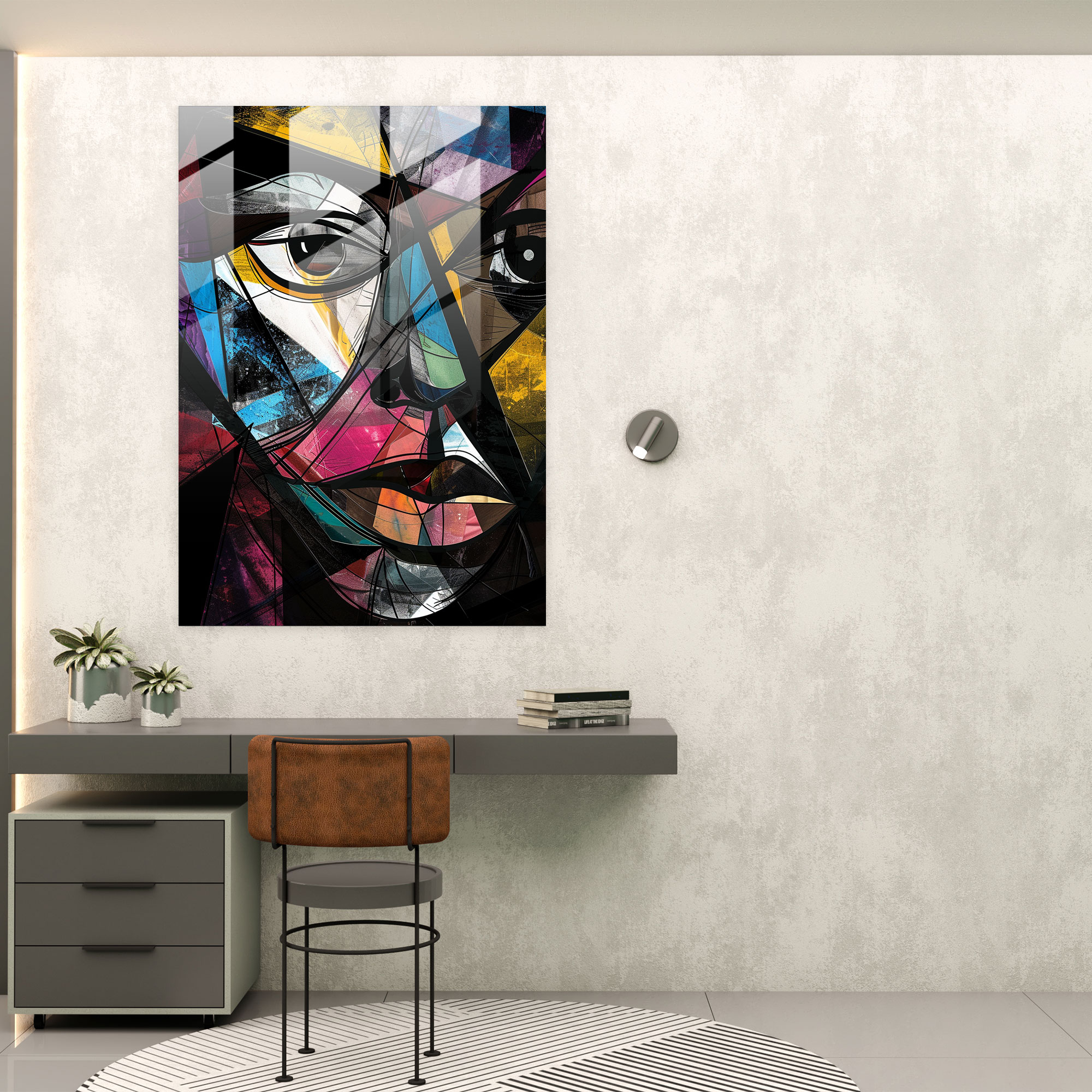 Picasso Inspired Cubism Glass Print - Cubism, Wall Decoration, Glass Art, Modern Art