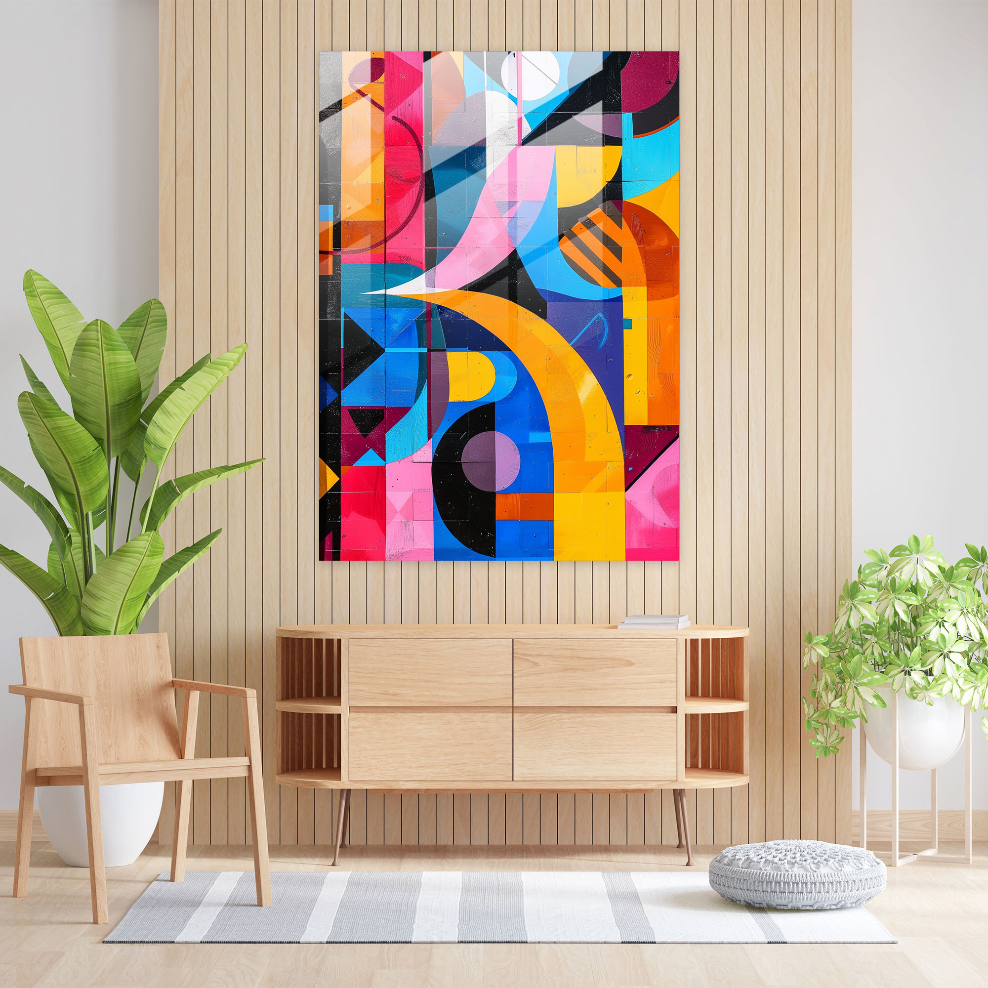 Vibrant Cubism Wall Decoration - Cubism, Glass Wall Art, Wall Decoration, Glass Print