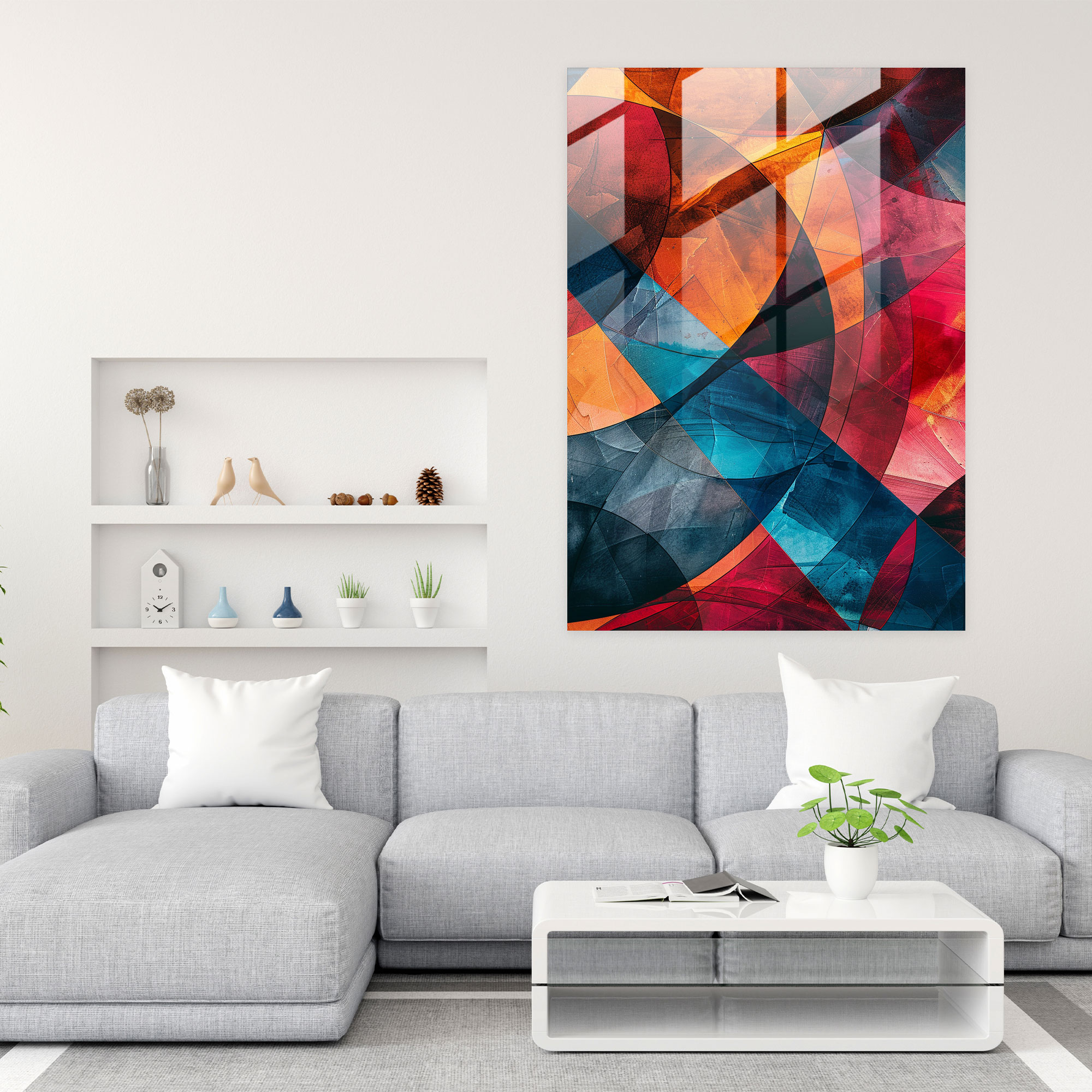 Bold Cubism Glass Print - Cubism, Wall Decoration, Home Decoration, Glass Wall Art