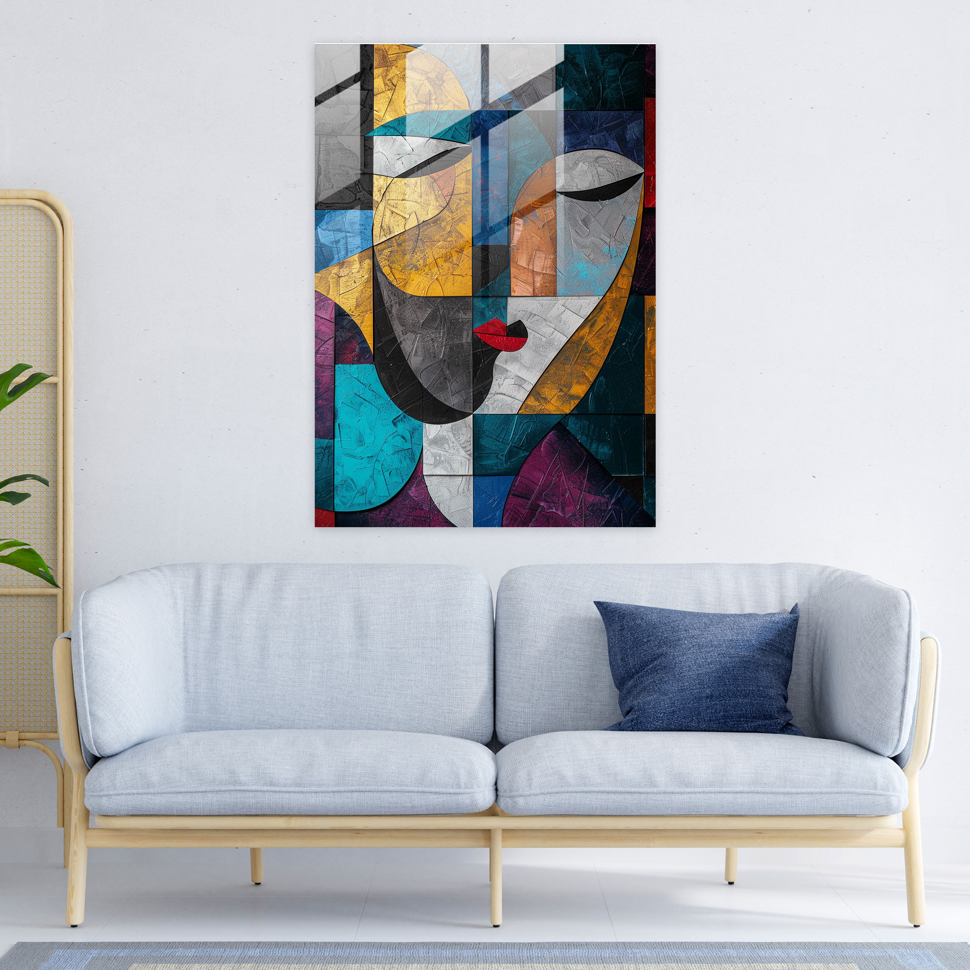 Geometric Cubism Wall Decoration - Cubism, Wall Decoration, Glass Art, Cubism