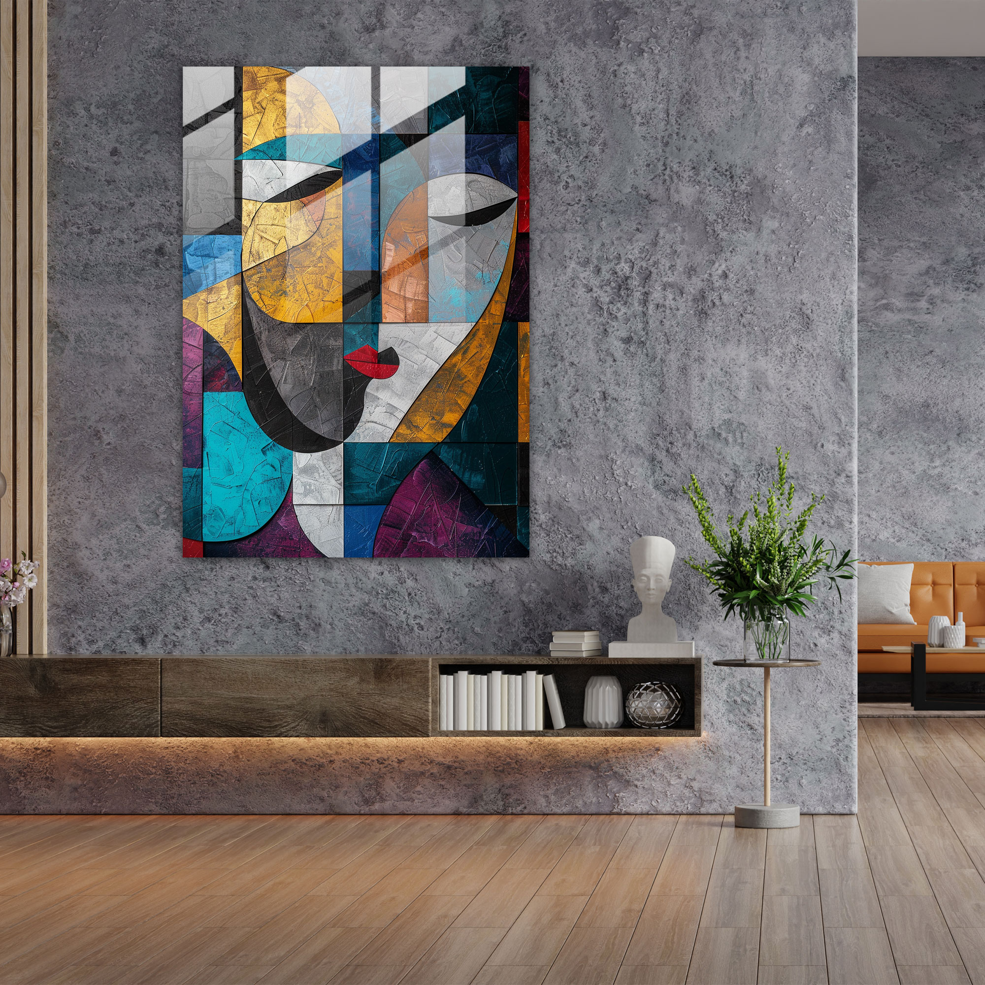 Geometric Cubism Wall Decoration - Cubism, Wall Decoration, Glass Art, Cubism