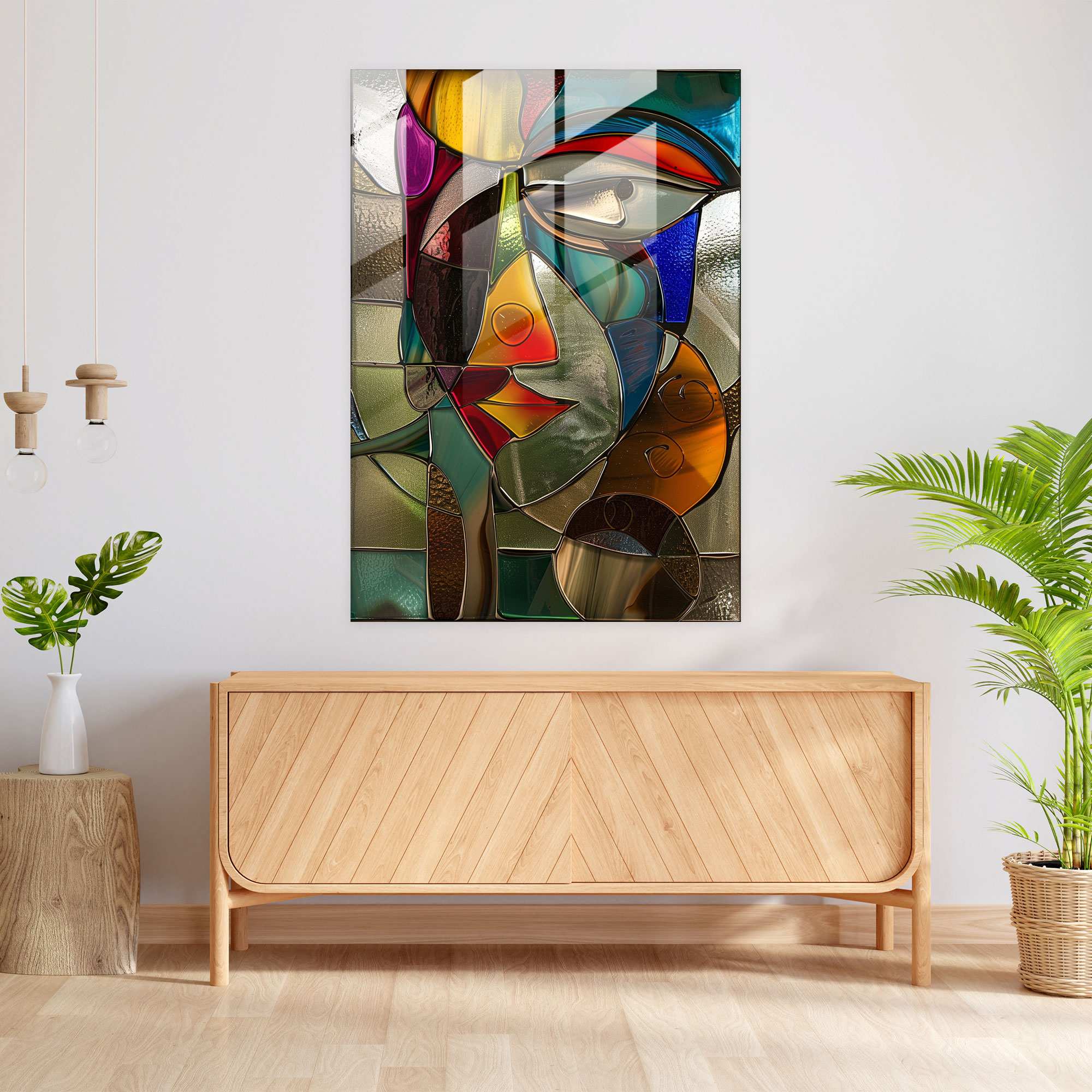 Whimsical Cubism Glass Art - Cubism, Glass Art, Glass Wall Art, Wall Decoration