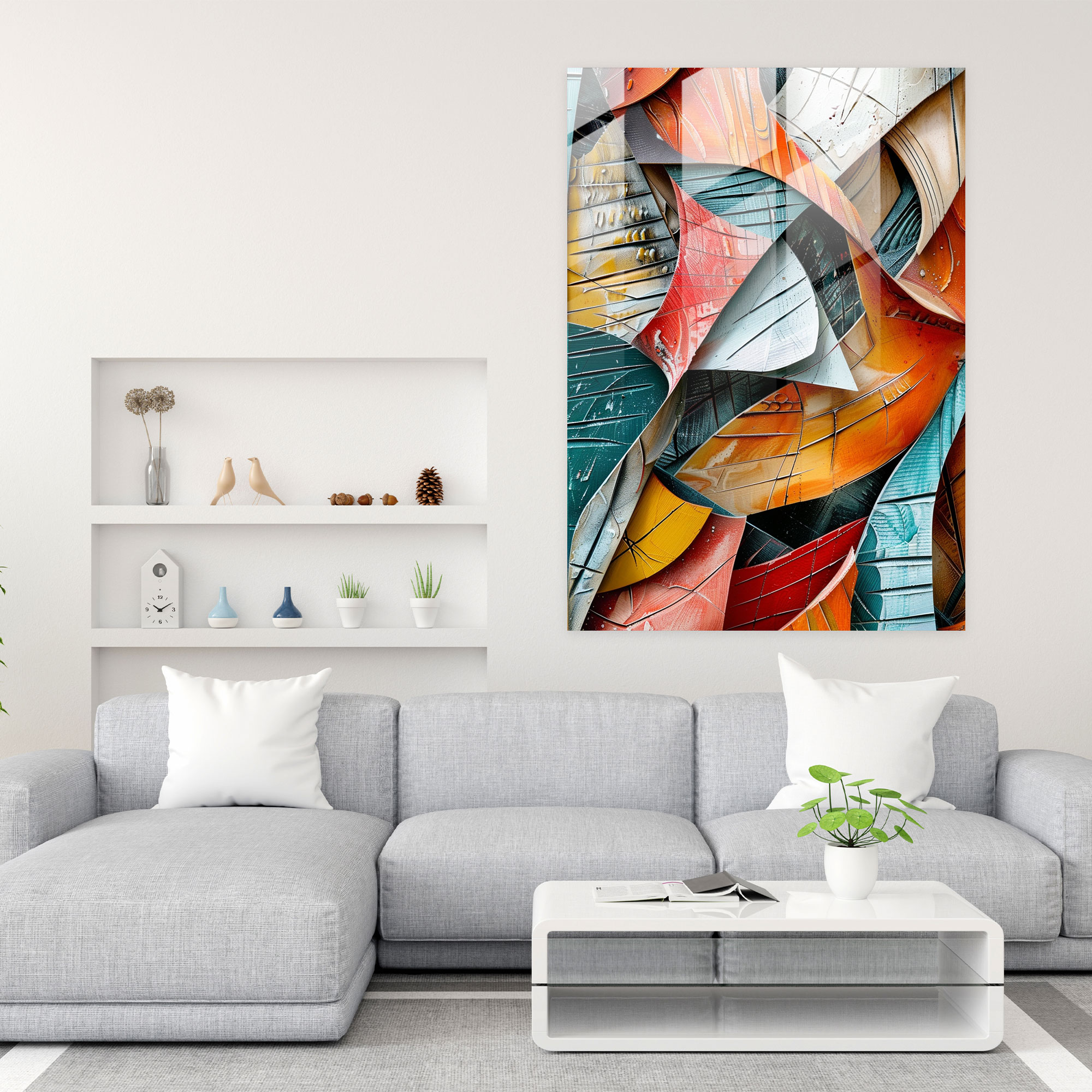 Sculptural Cubism Modern Art - Cubism, Cubism, Glass Print, Home Decoration
