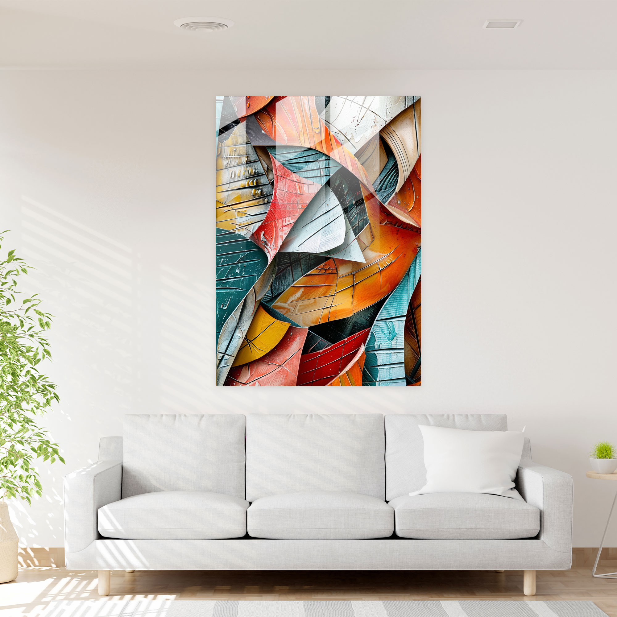Sculptural Cubism Modern Art - Cubism, Cubism, Glass Print, Home Decoration