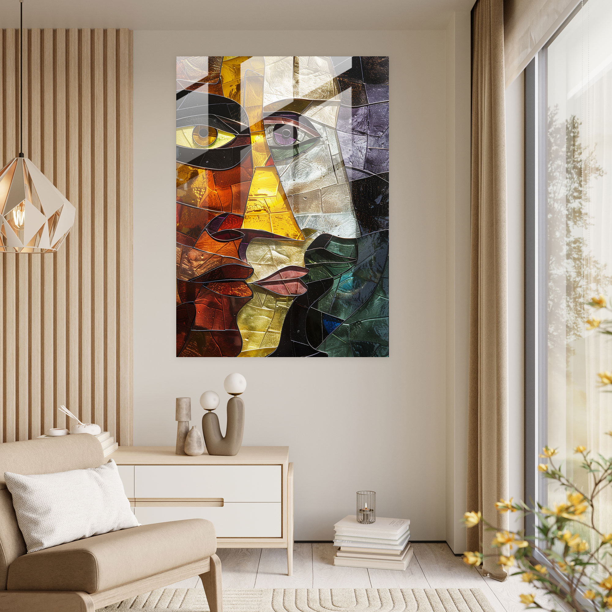 Cubism Abstract Figures Glass Art - Cubism, Glass Art, Glass Print, Glass Wall Art