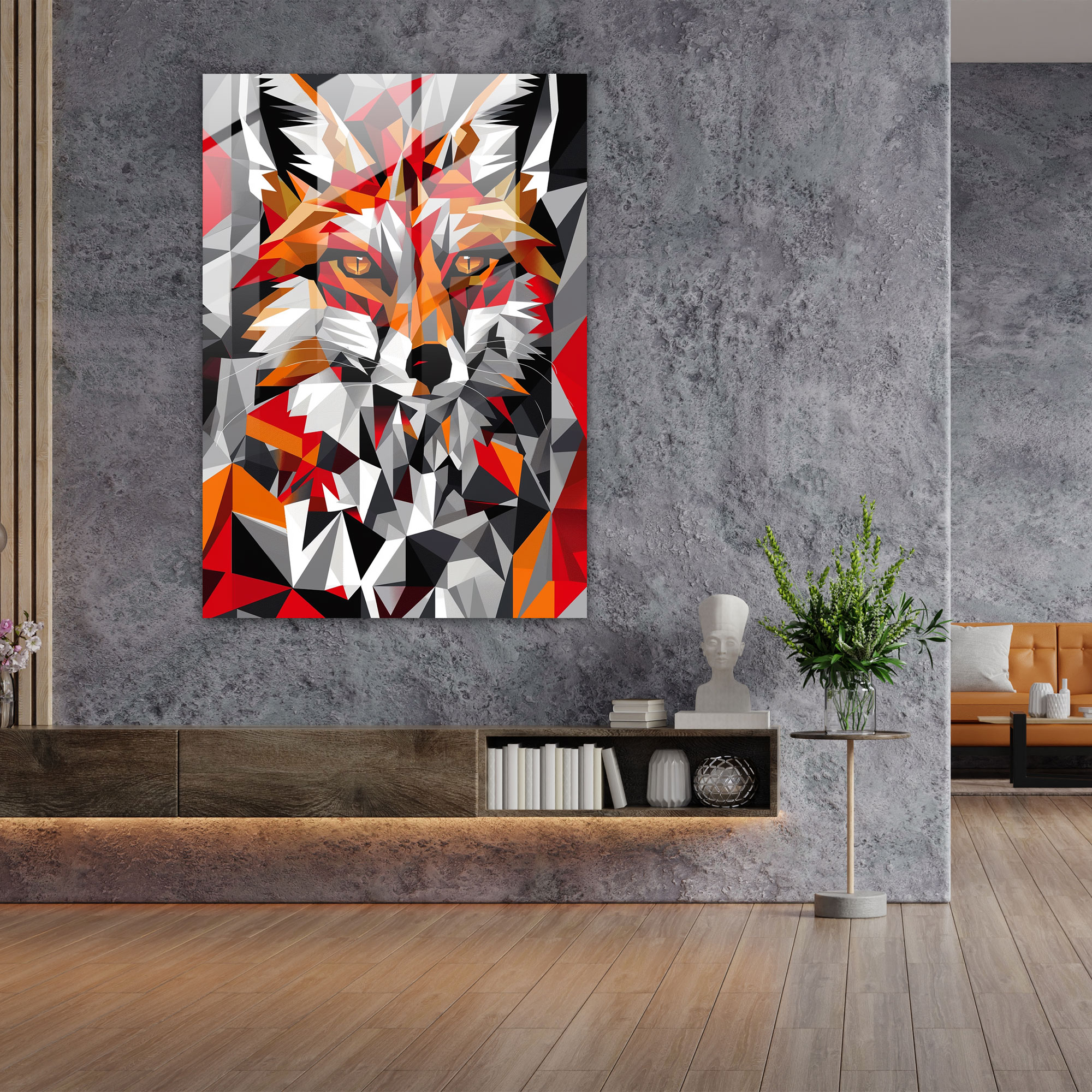 Cubism Animal Portraits Glass Print - Cubism, Home Decoration, Modern Art, Glass Wall Art