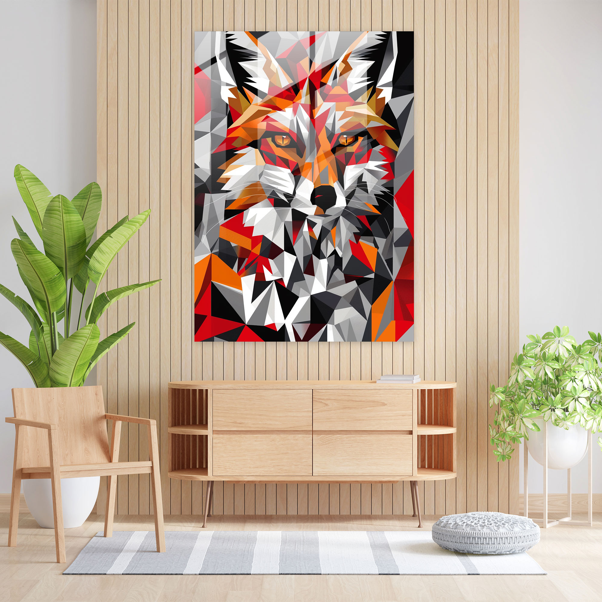 Cubism Animal Portraits Glass Print - Cubism, Home Decoration, Modern Art, Glass Wall Art