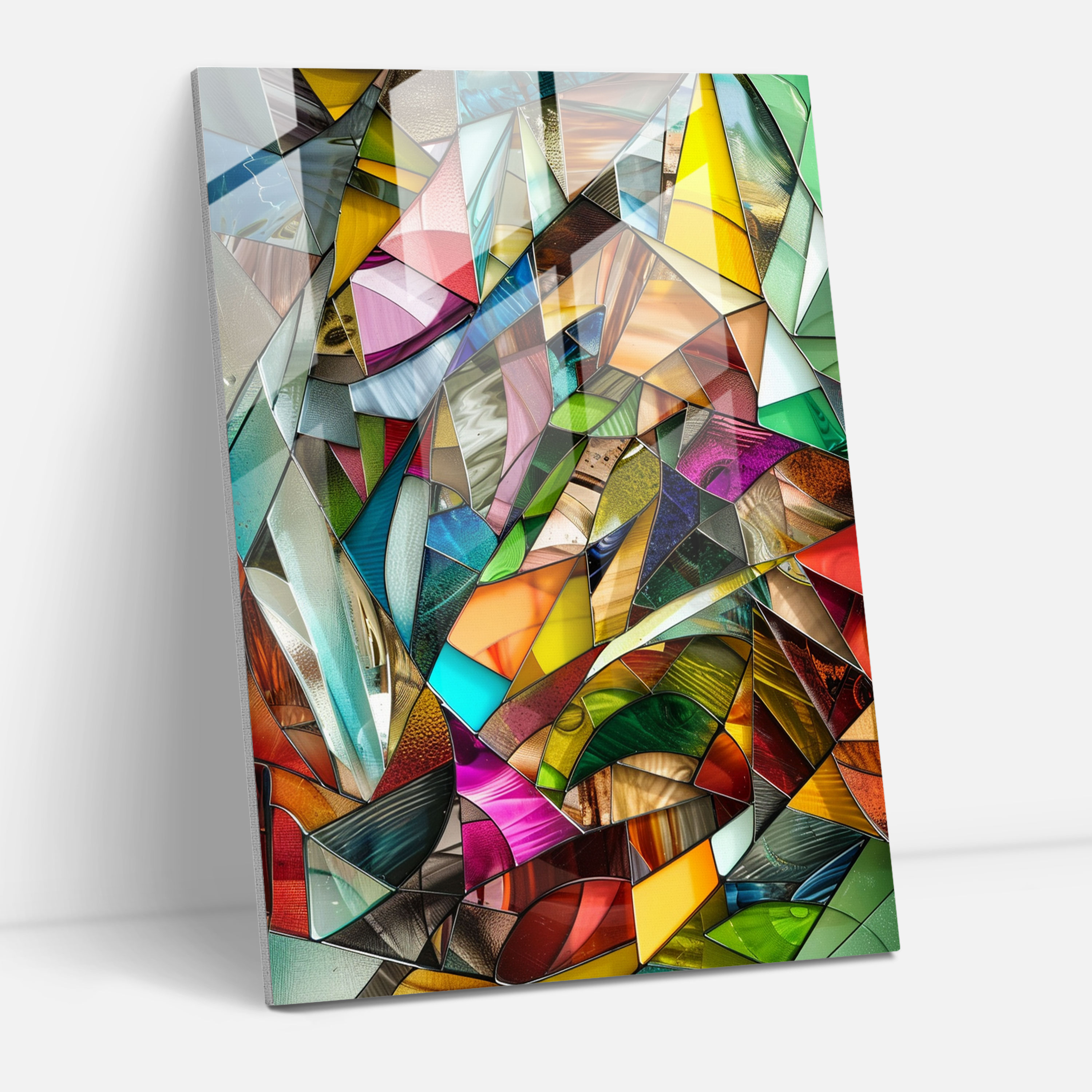 Cubism Surreal Composition Glass Wall Art - Cubism, Home Decoration, Glass Art, Glass Print
