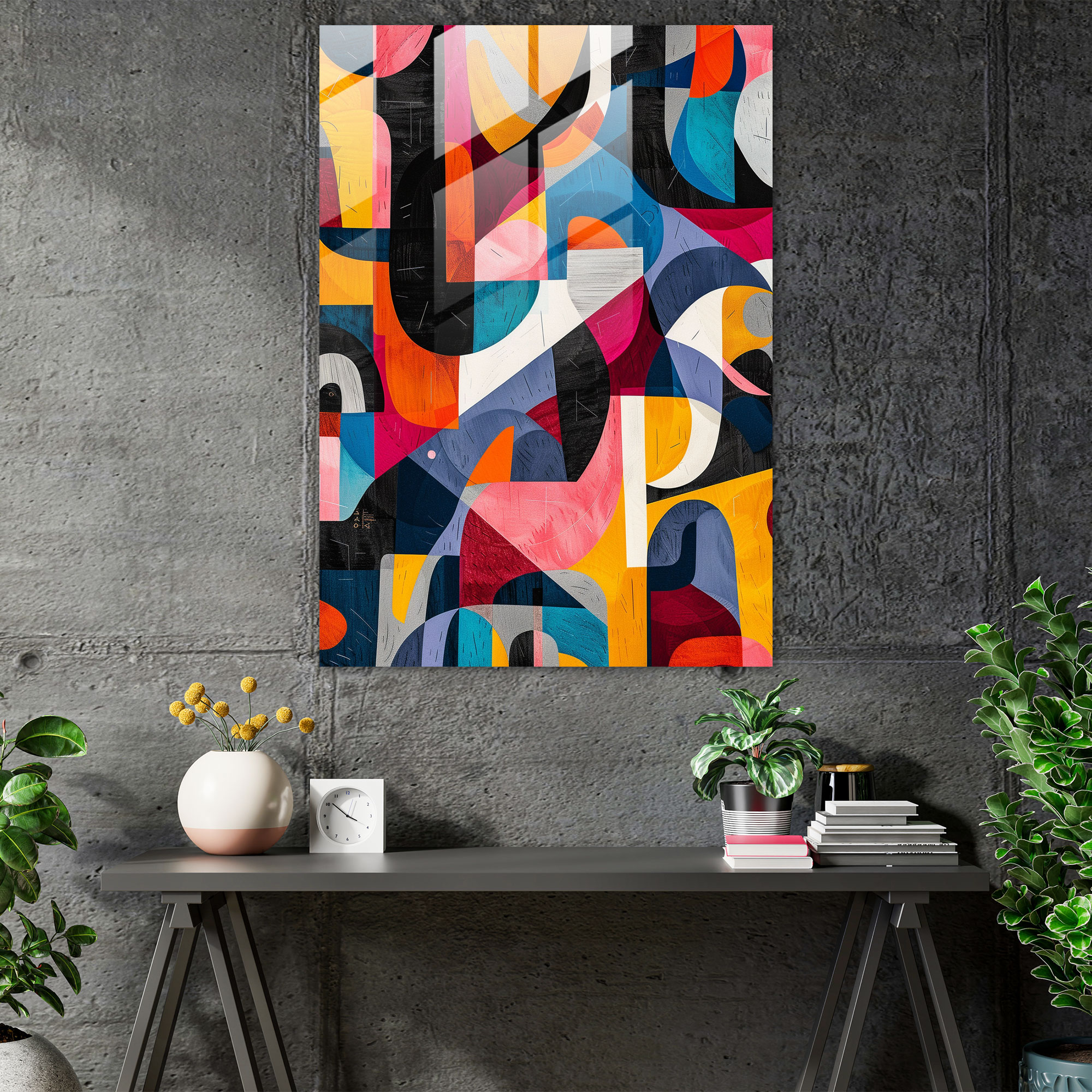 Cubism Glass Wall Art Modern Art - Cubism, Glass Print, Glass Wall Art, Colorful