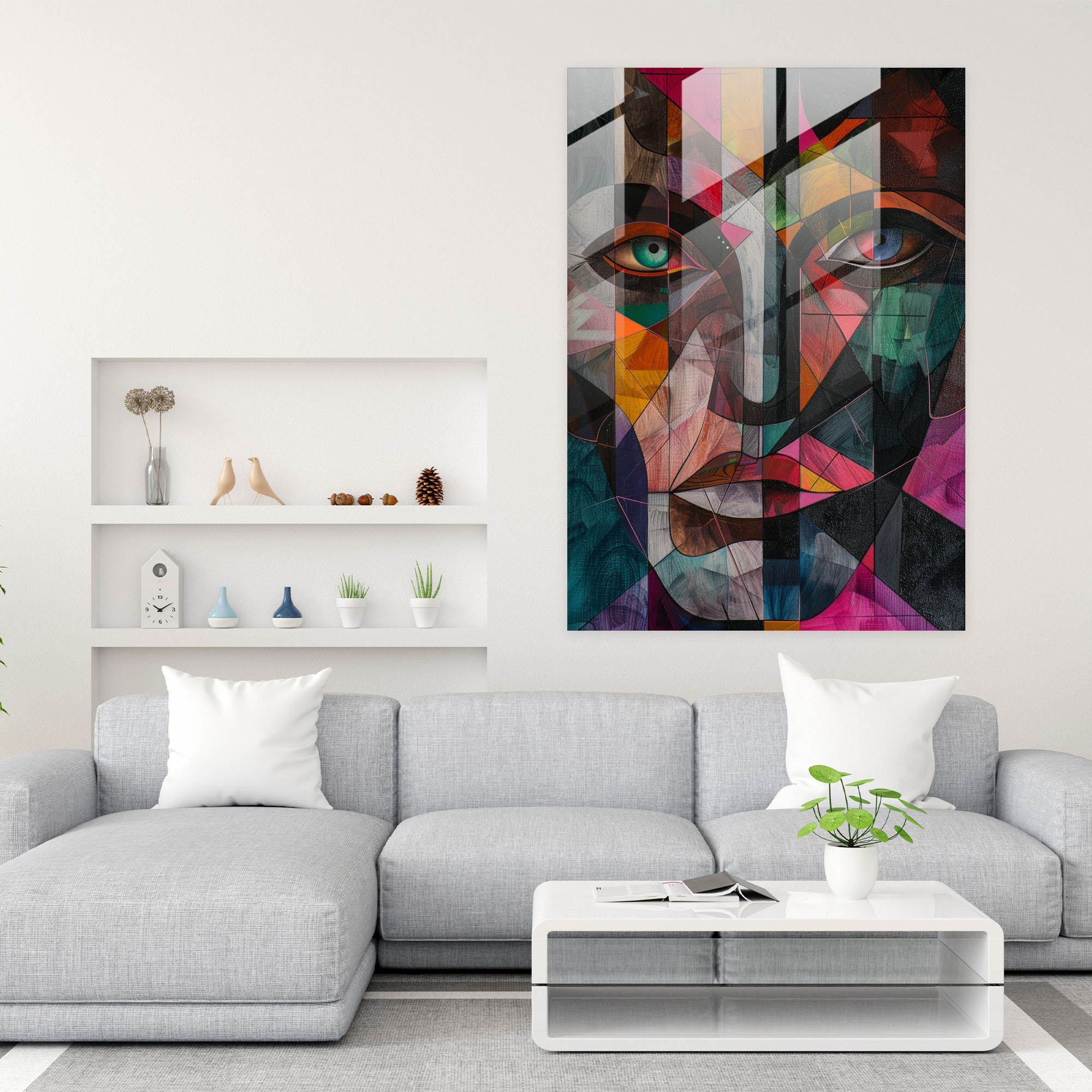Cubism Glass Art Wall Decoration - Cubism, Home Decoration, Figures, Modern Art
