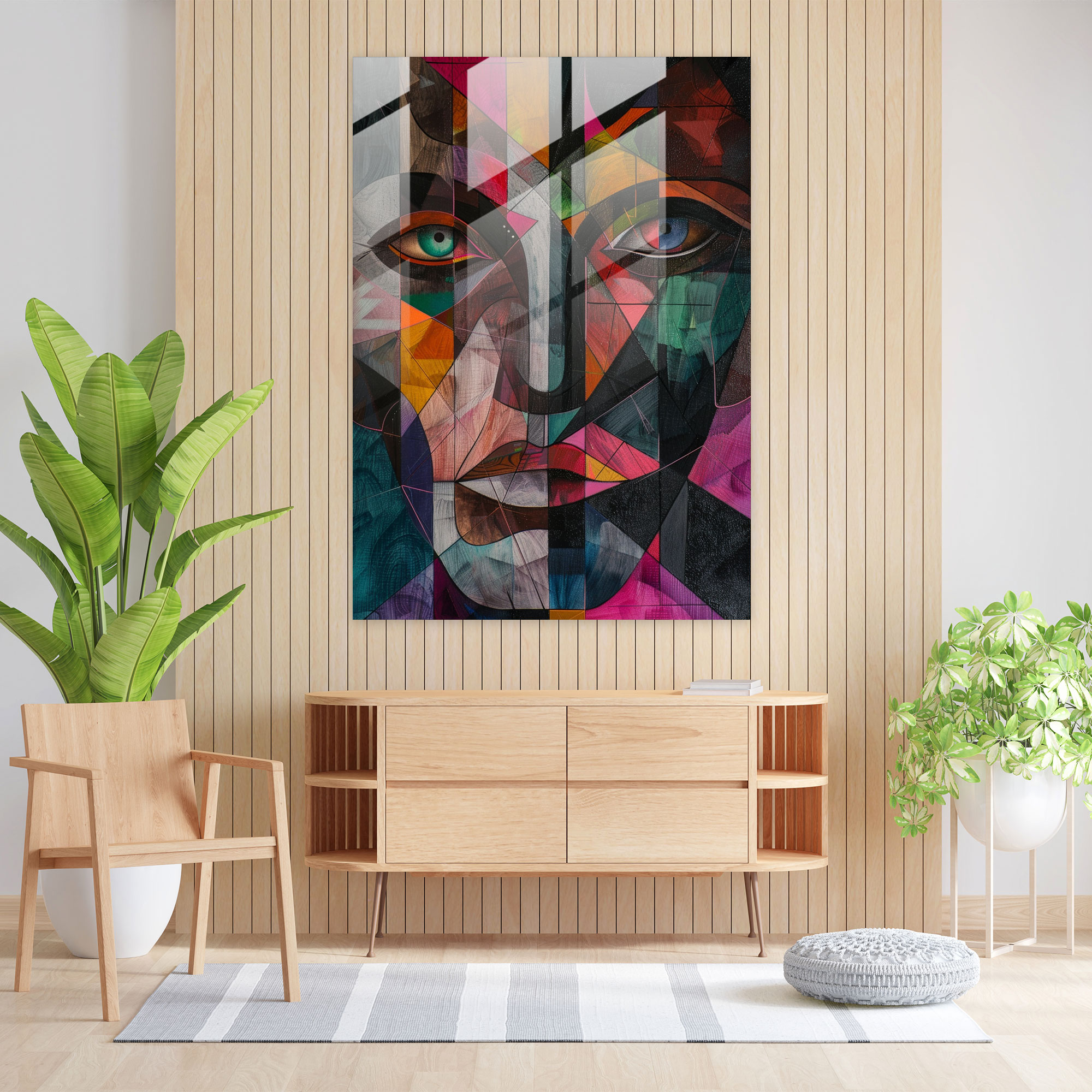 Cubism Glass Art Wall Decoration - Cubism, Home Decoration, Figures, Modern Art