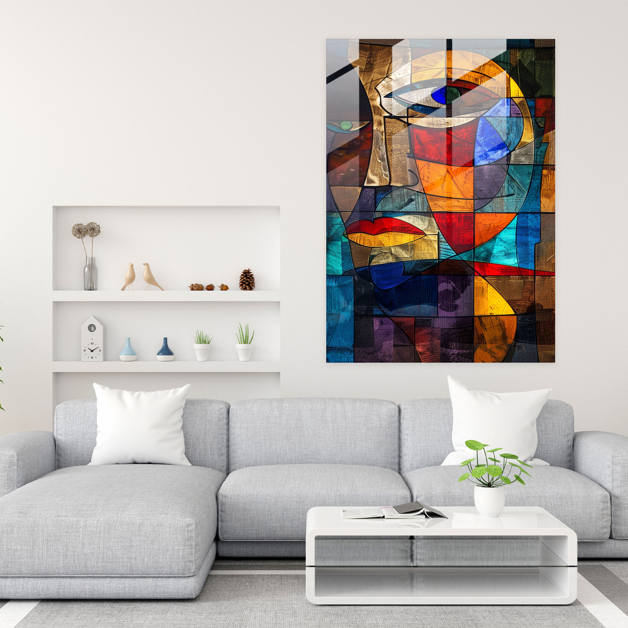 Cubism Abstract Glass Print - Cubism, Modern Art, Glass Print, Cubism