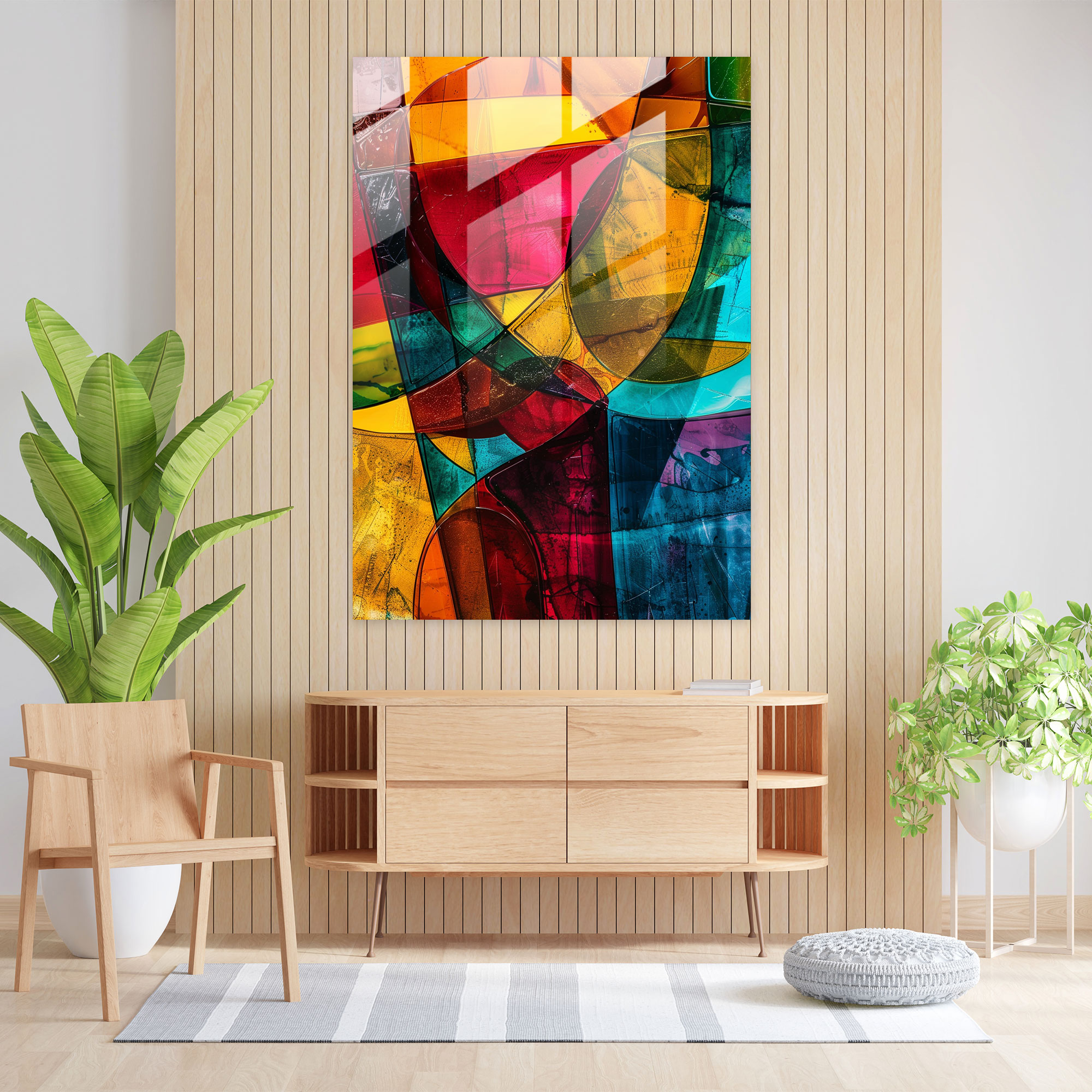 Bold Cubism Glass Print - Cubism, Glass Print, Glass Wall Art, Modern Art