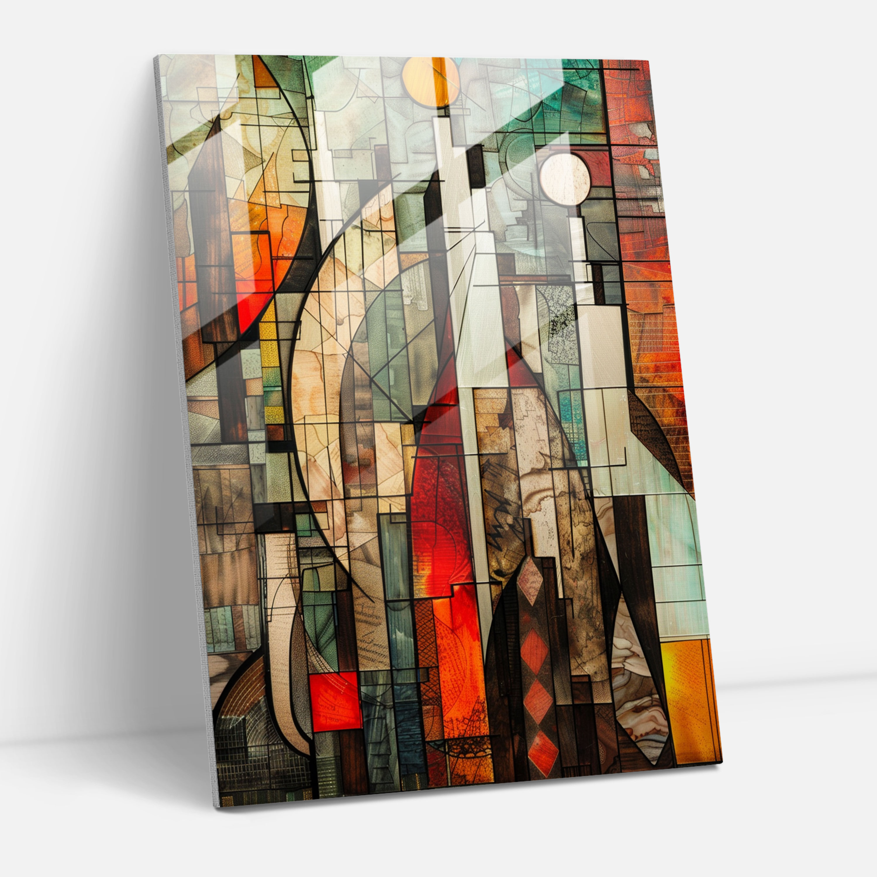 Cubism Cityscape Glass Wall Art - Cubism, Cubism, Wall Decoration, Modern Art