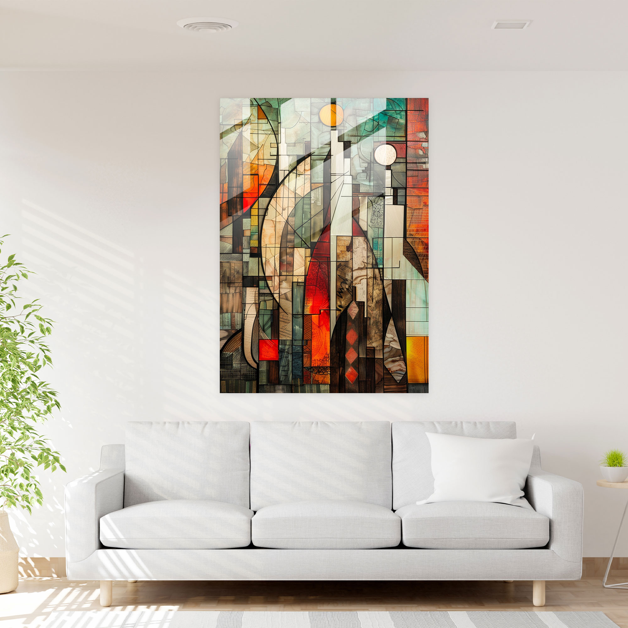 Cubism Cityscape Glass Wall Art - Cubism, Cubism, Wall Decoration, Modern Art