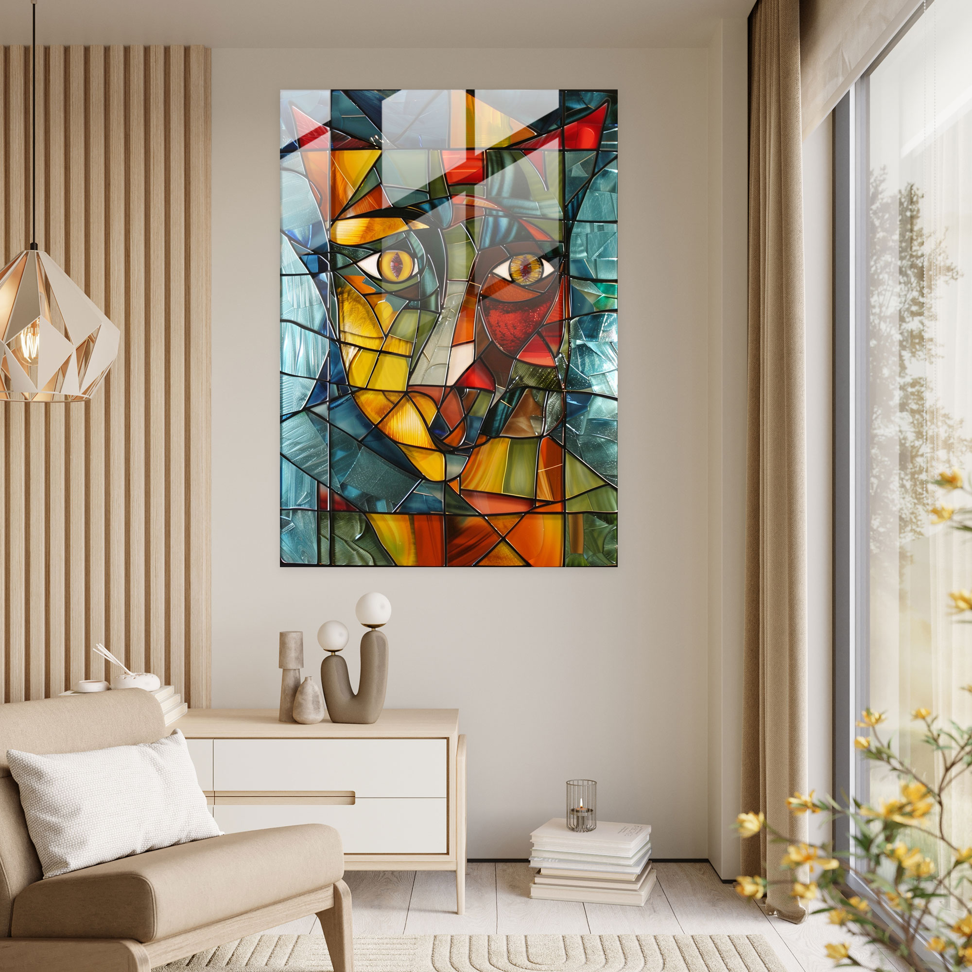 Cubism Animal Portrait Glass Wall Art - Cubism, Wall Decoration, Home Decoration, Cubism