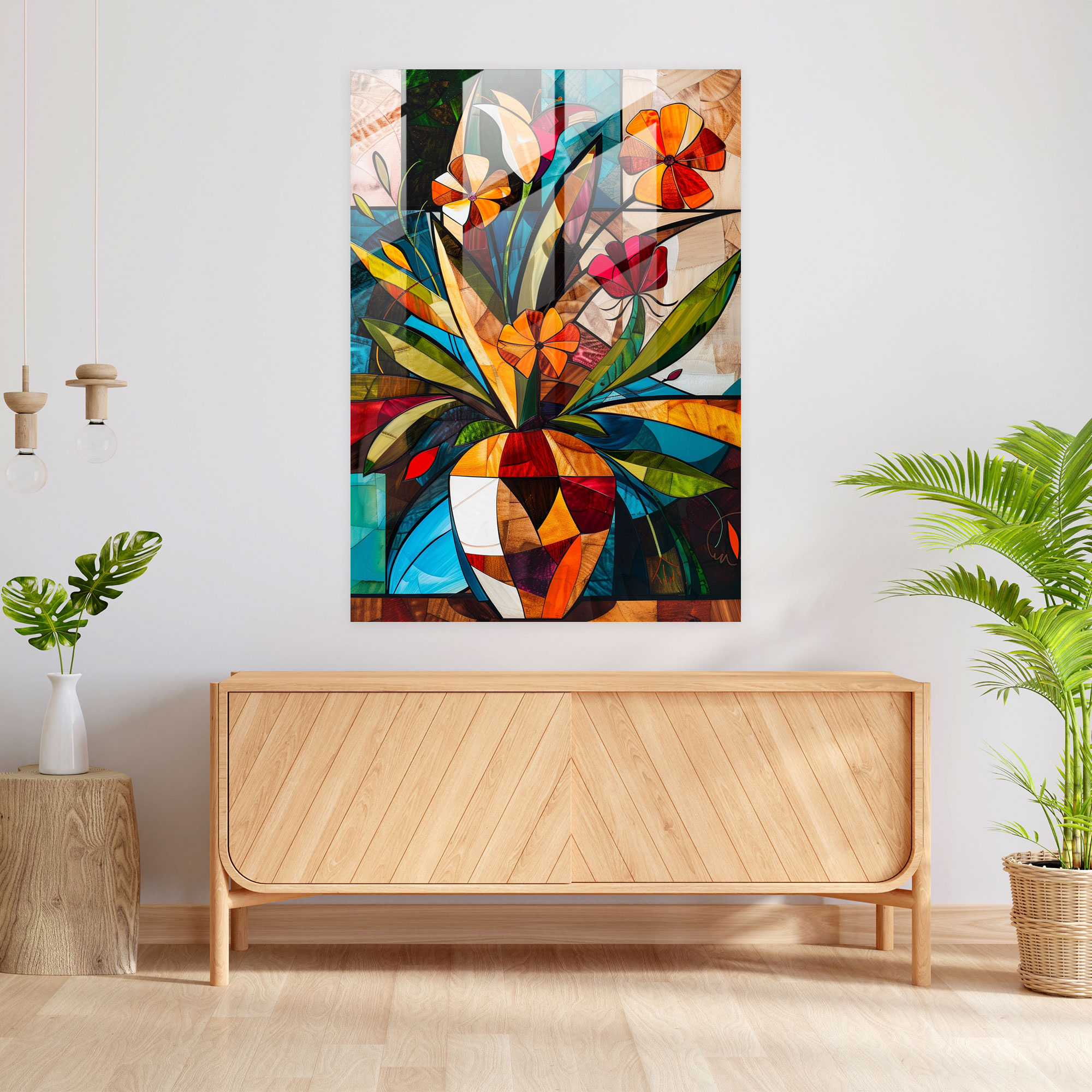 Cubism Glass Floral Print - Cubism, Modern Art, Glass Print, Cubism