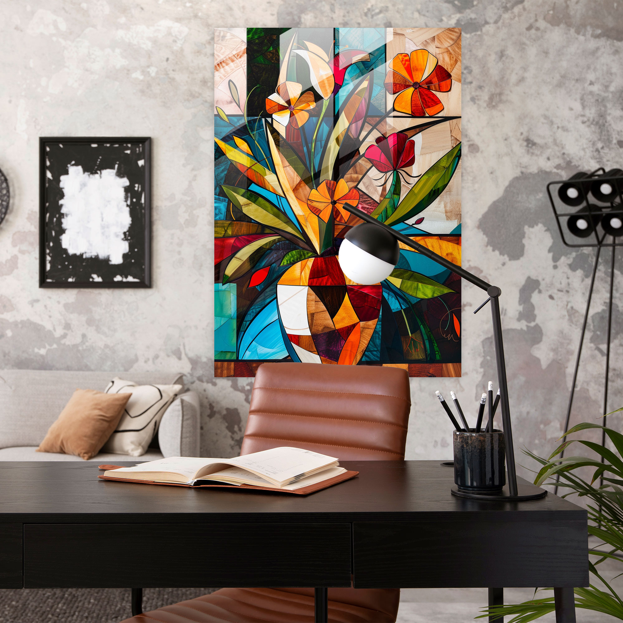 Cubism Glass Floral Print - Cubism, Modern Art, Glass Print, Cubism