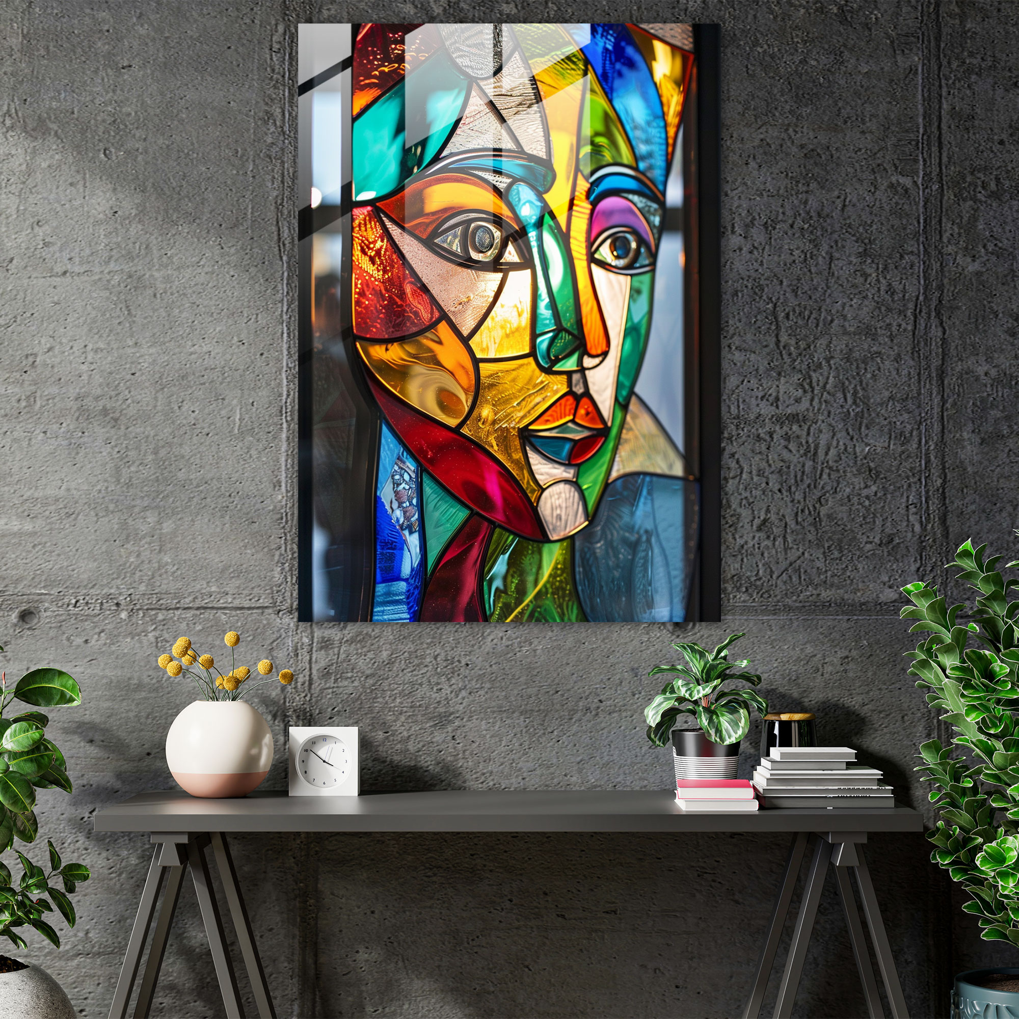 Picasso Style Cubism Glass Wall Art - Cubism, Home Decoration, Modern Art, Wall Decoration