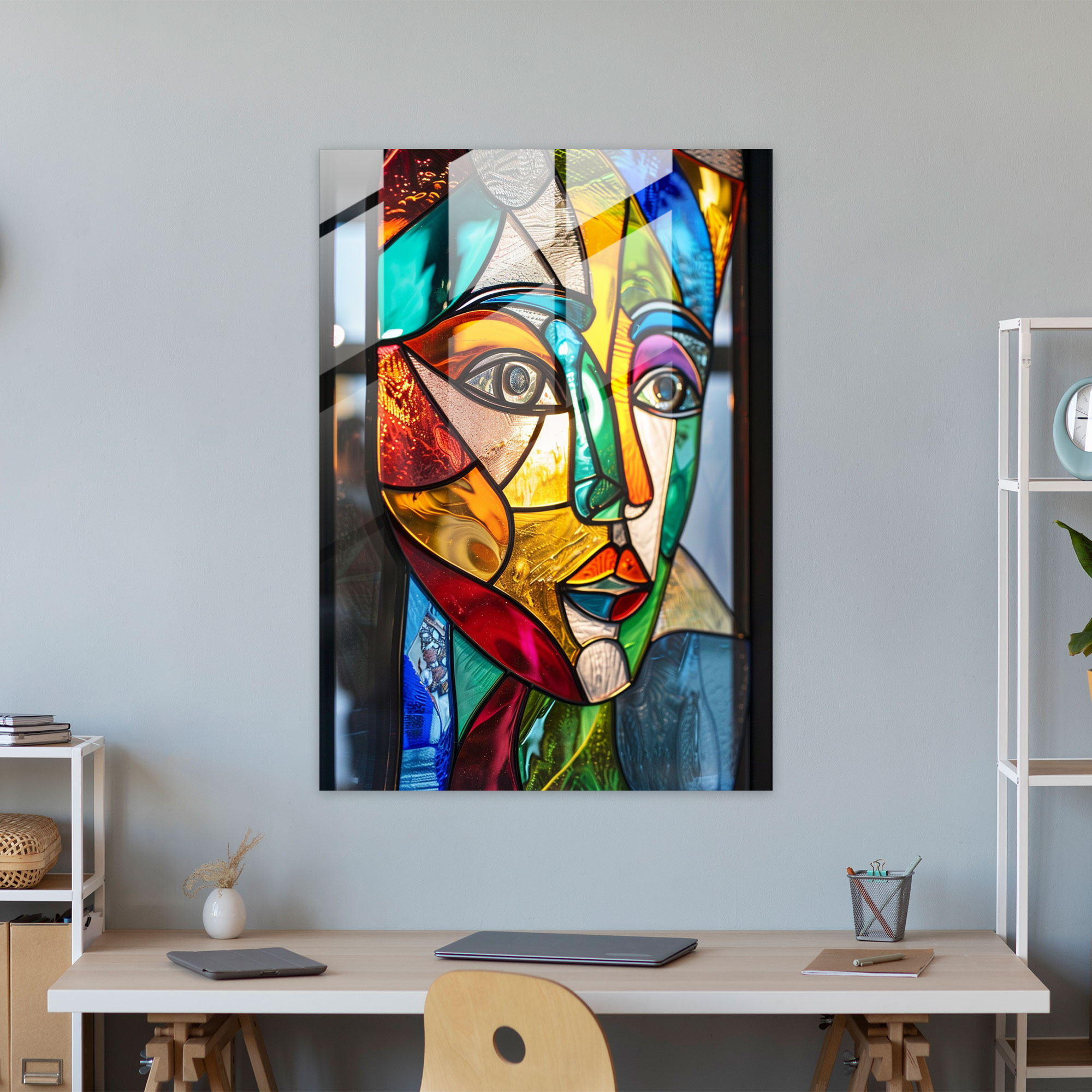 Picasso Style Cubism Glass Wall Art - Cubism, Home Decoration, Modern Art, Wall Decoration